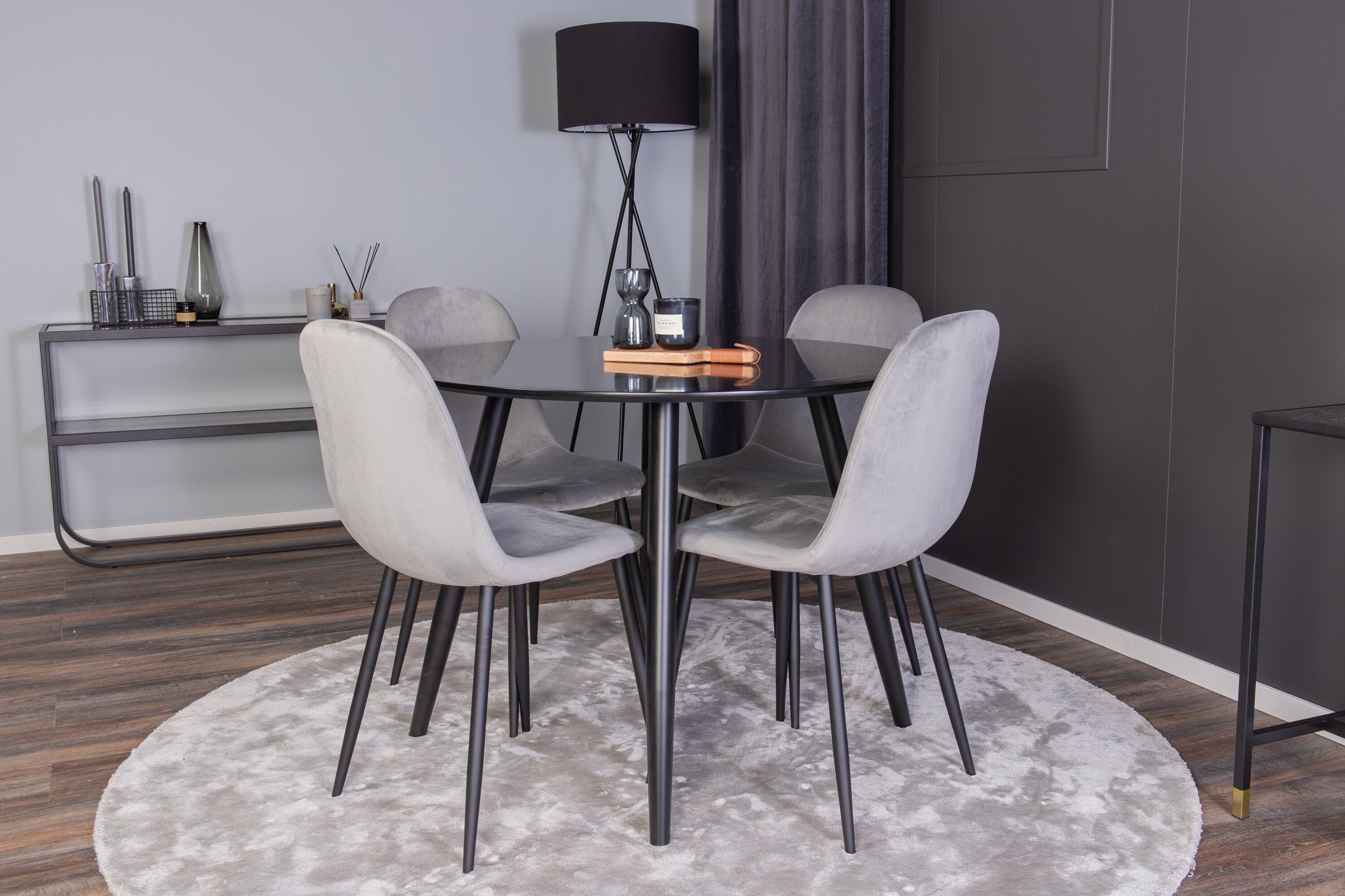 Essgruppe Esstisch Plaza Ø100cm mit Stühlen Polar - Grau - Venture Home - le canapé