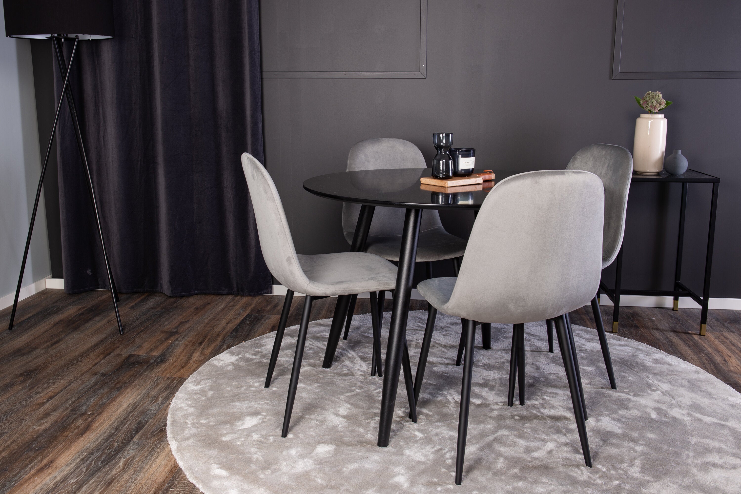 Essgruppe Esstisch Plaza Ø100cm mit Stühlen Polar - Grau - Venture Home - le canapé
