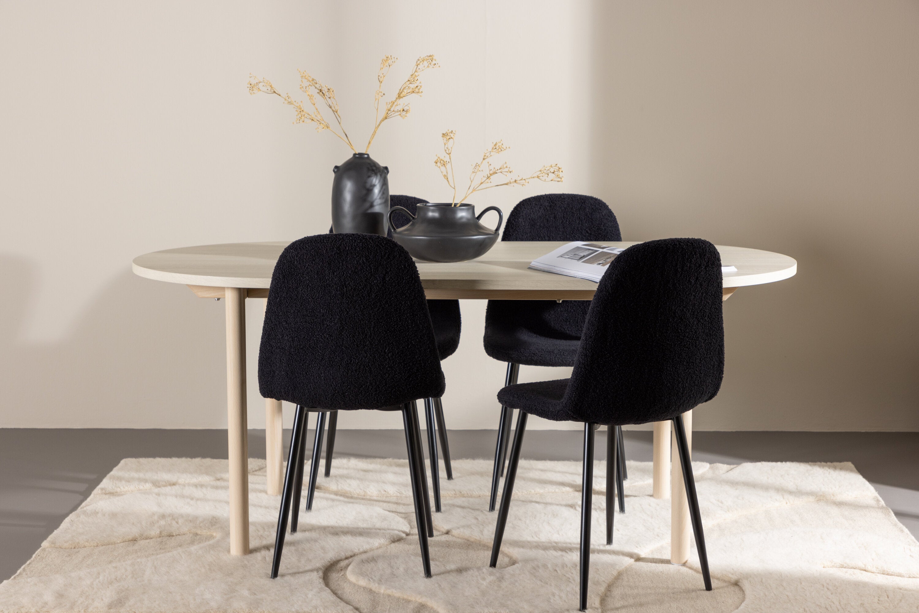 Essgruppe Esstisch Andy 180 x 90 mit Stühlen Polar - Schwarz - Venture Home - le canapé