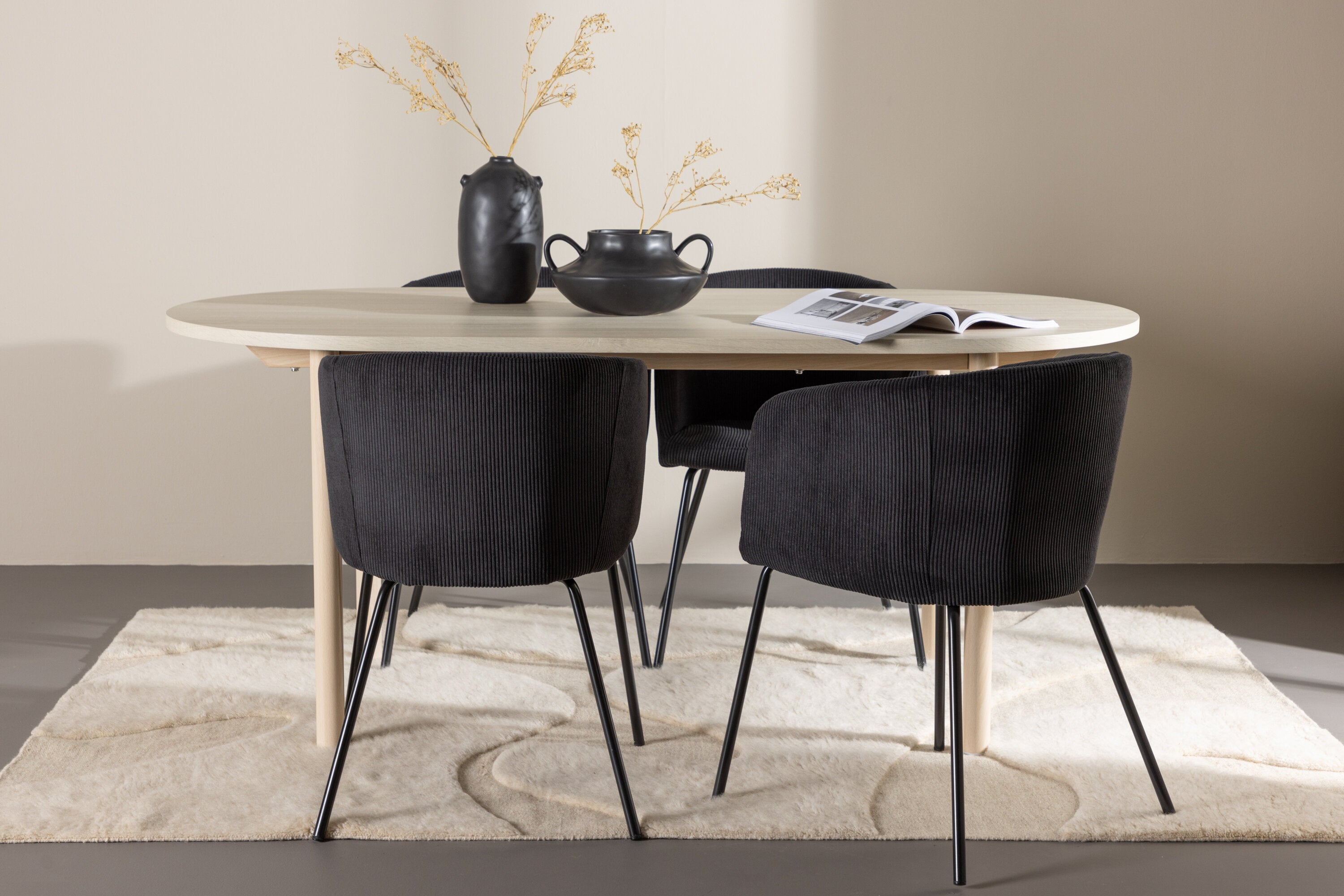 Essgruppe Esstisch Andy 180x90cm mit Stühlen Berit - Schwarz - Venture Home - le canapé
