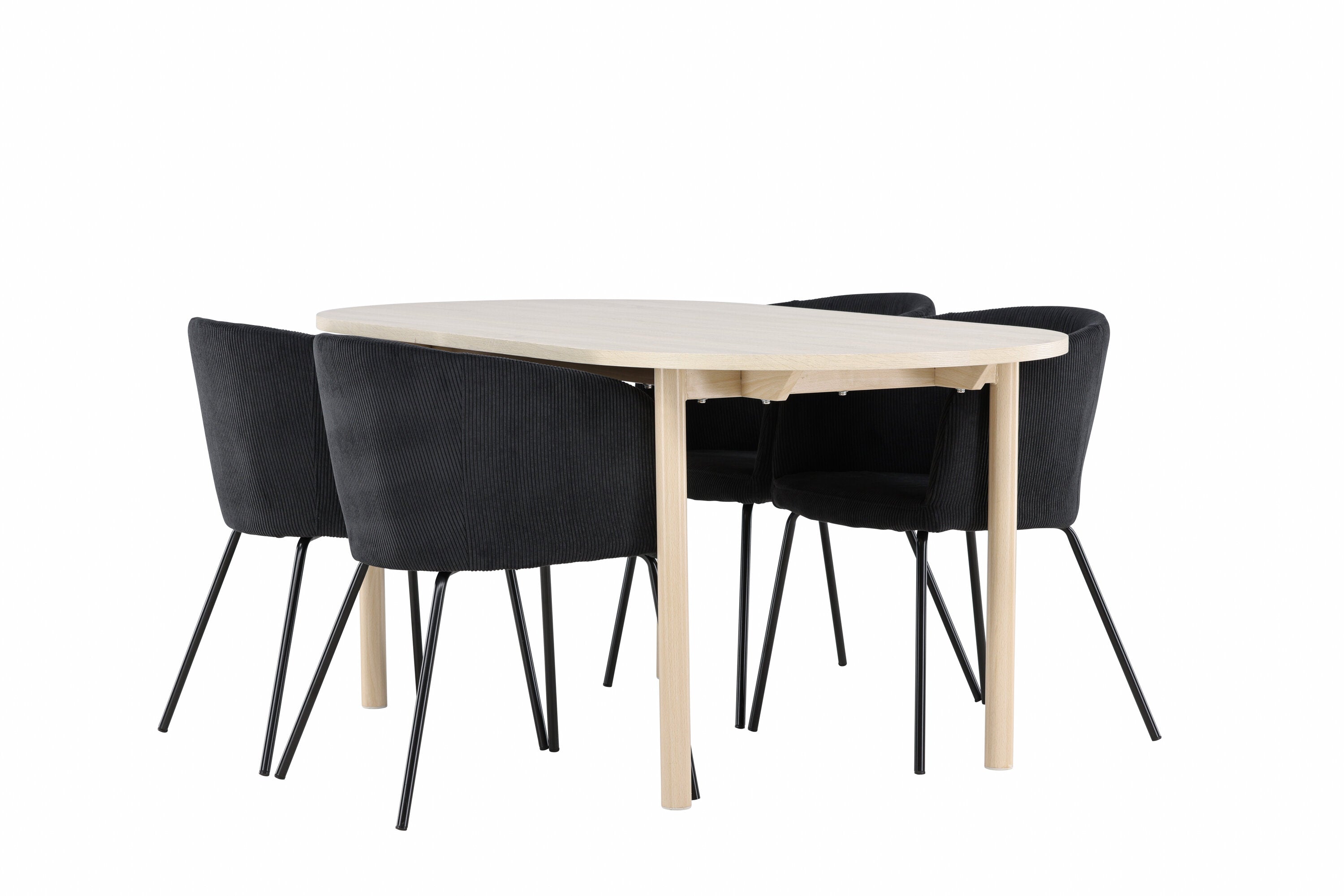 Essgruppe Esstisch Andy 180x90cm mit Stühlen Berit - Schwarz - Venture Home - le canapé