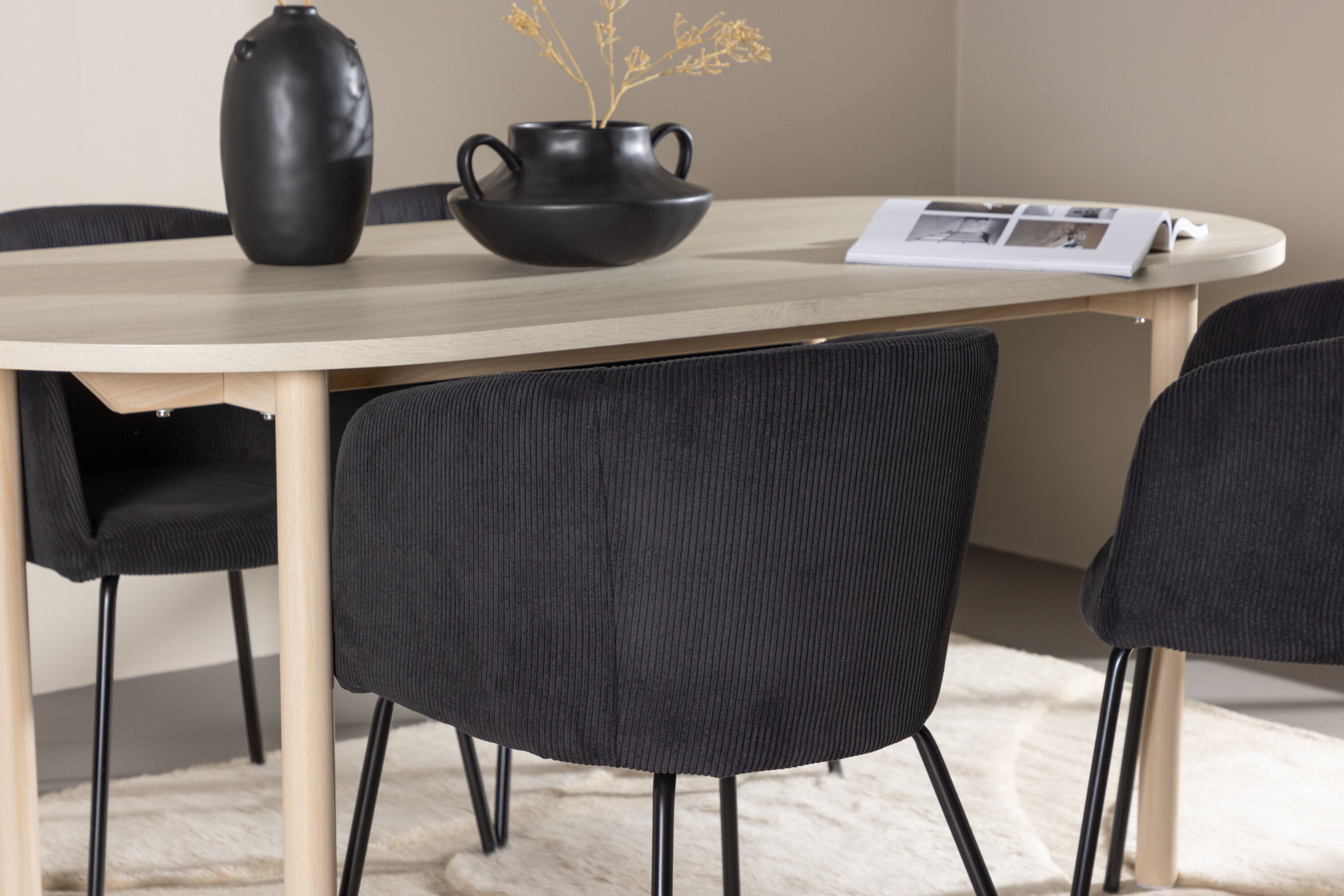 Essgruppe Esstisch Andy 180x90cm mit Stühlen Berit - Schwarz - Venture Home - le canapé