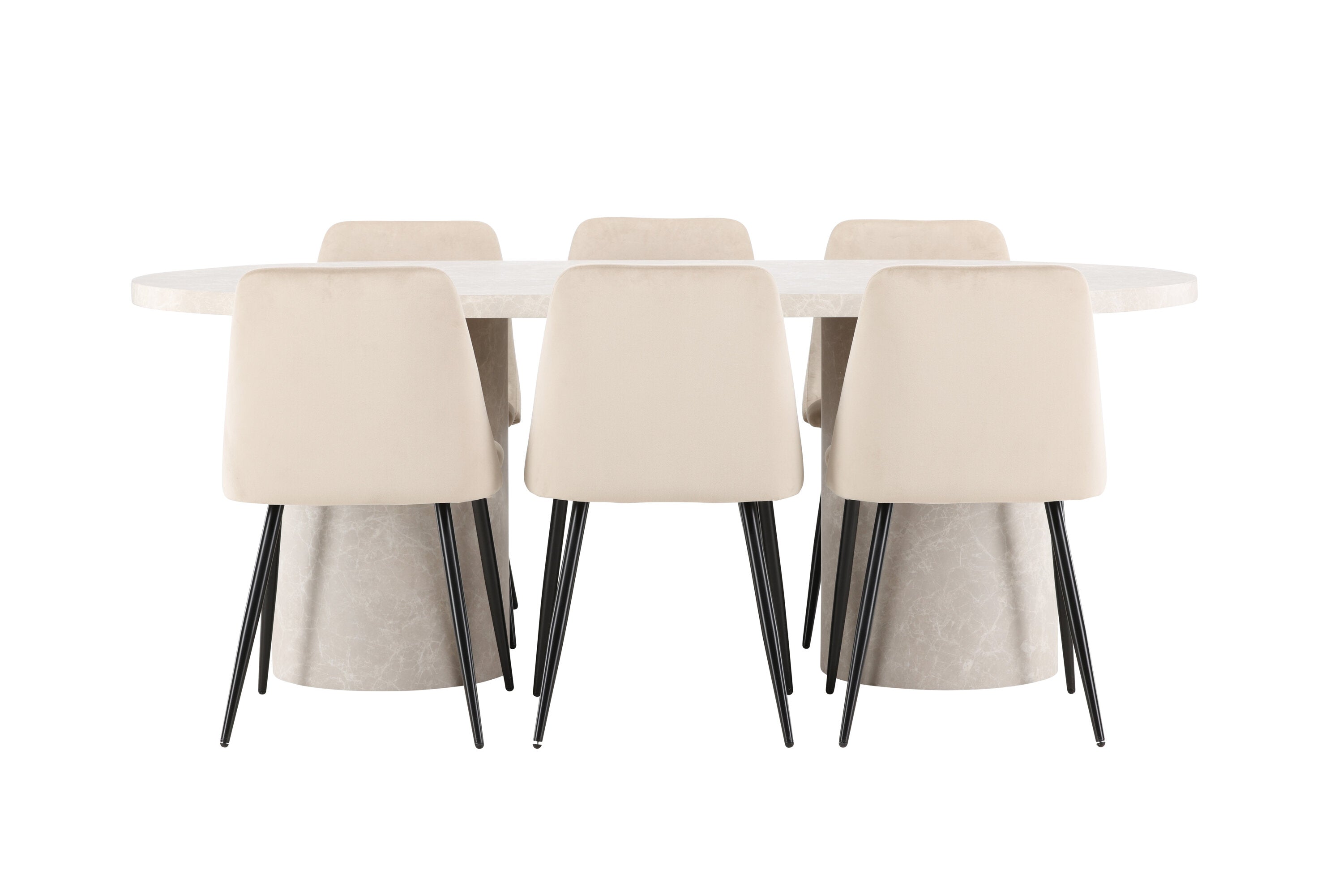 Essgruppe Esstisch Narvik 200 x 100cm mit Stühlen Night - Beige - Venture Home - le canapé