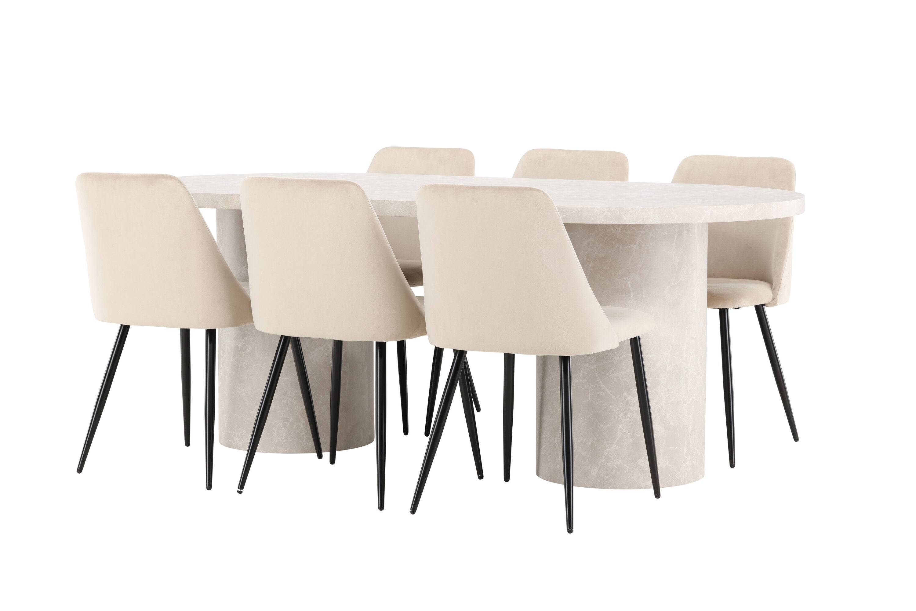 Essgruppe Esstisch Narvik 200 x 100cm mit Stühlen Night - Beige - Venture Home - le canapé
