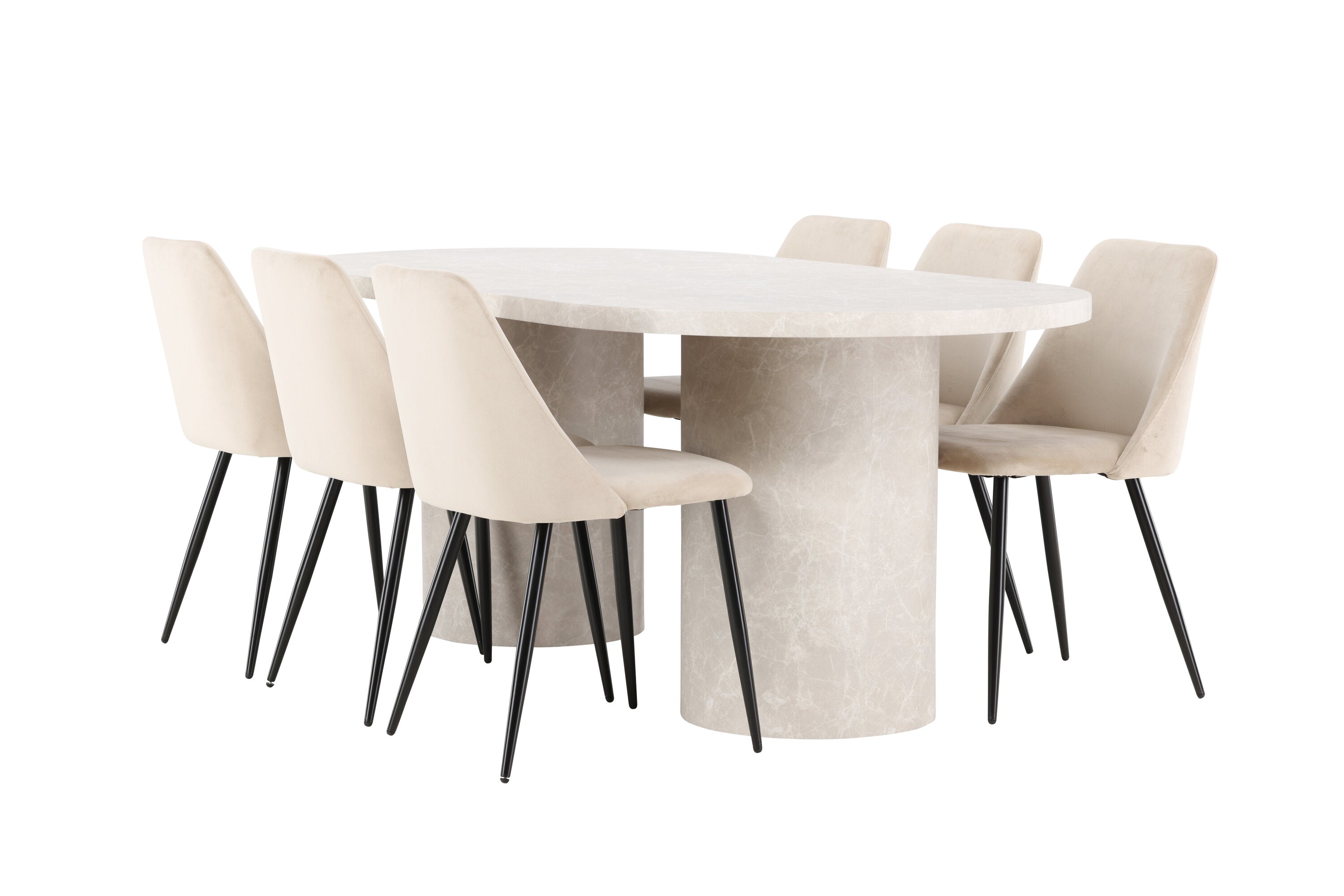 Essgruppe Esstisch Narvik 200 x 100cm mit Stühlen Night - Beige - Venture Home - le canapé