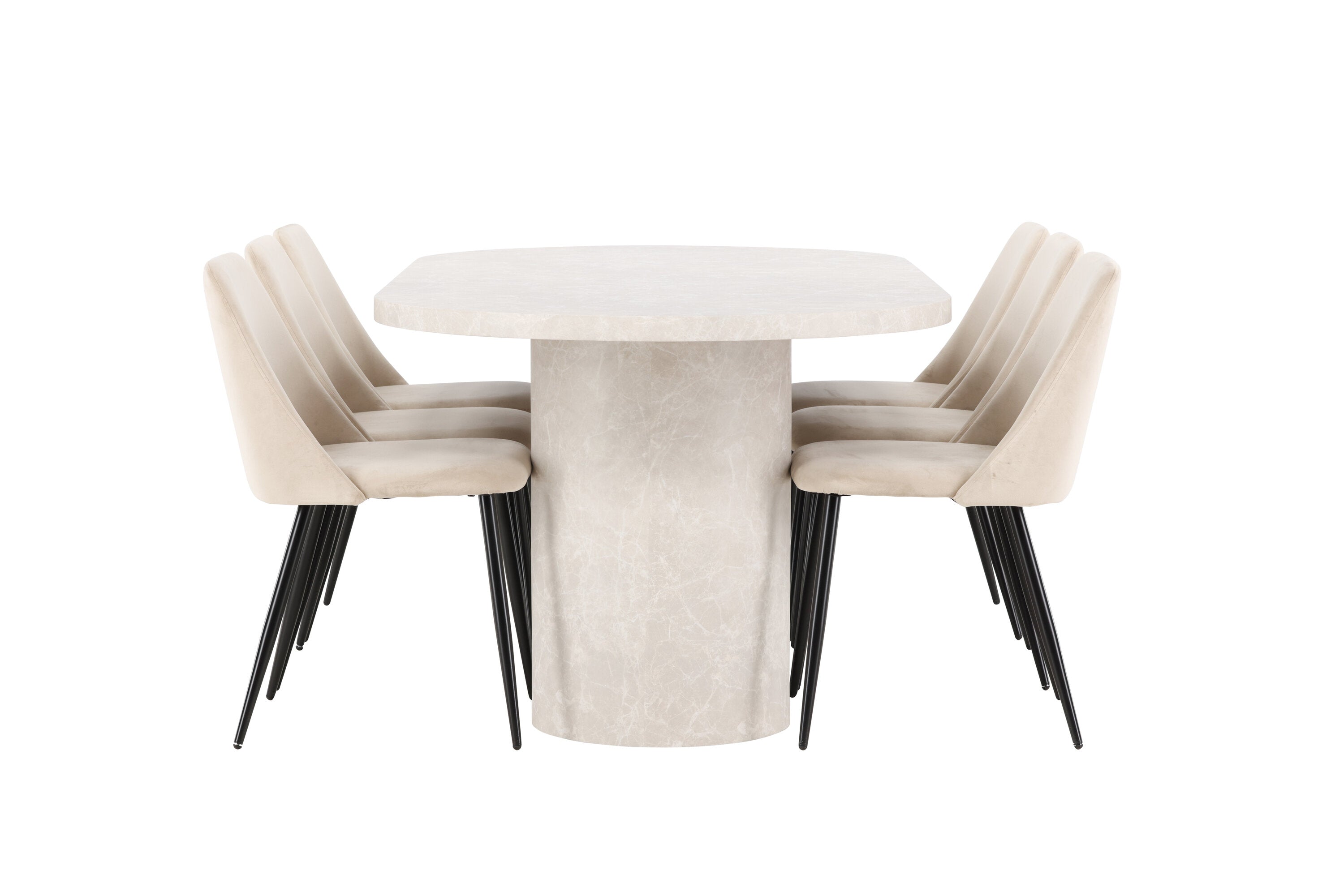 Essgruppe Esstisch Narvik 200 x 100cm mit Stühlen Night - Beige - Venture Home - le canapé