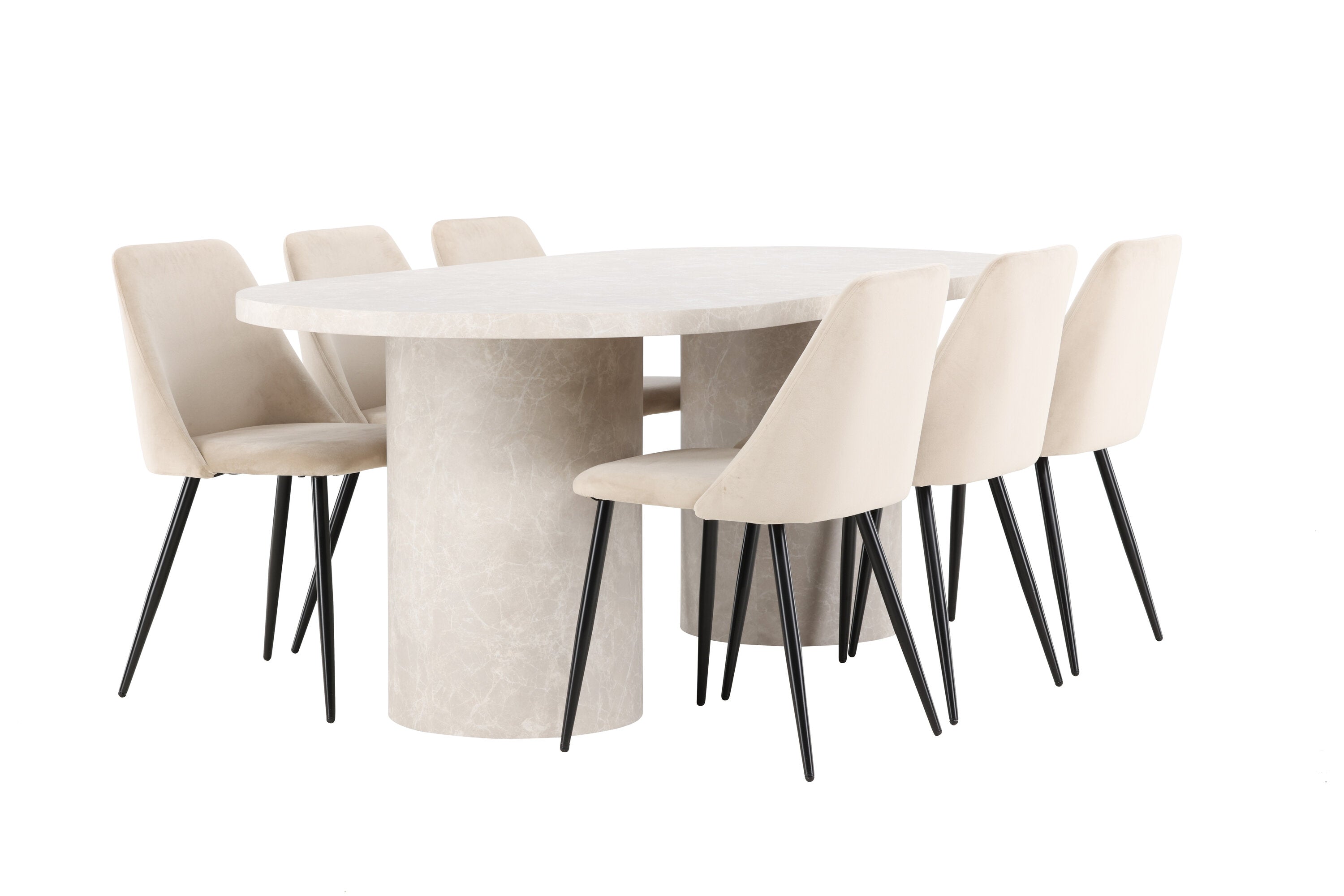 Essgruppe Esstisch Narvik 200 x 100cm mit Stühlen Night - Beige - Venture Home - le canapé