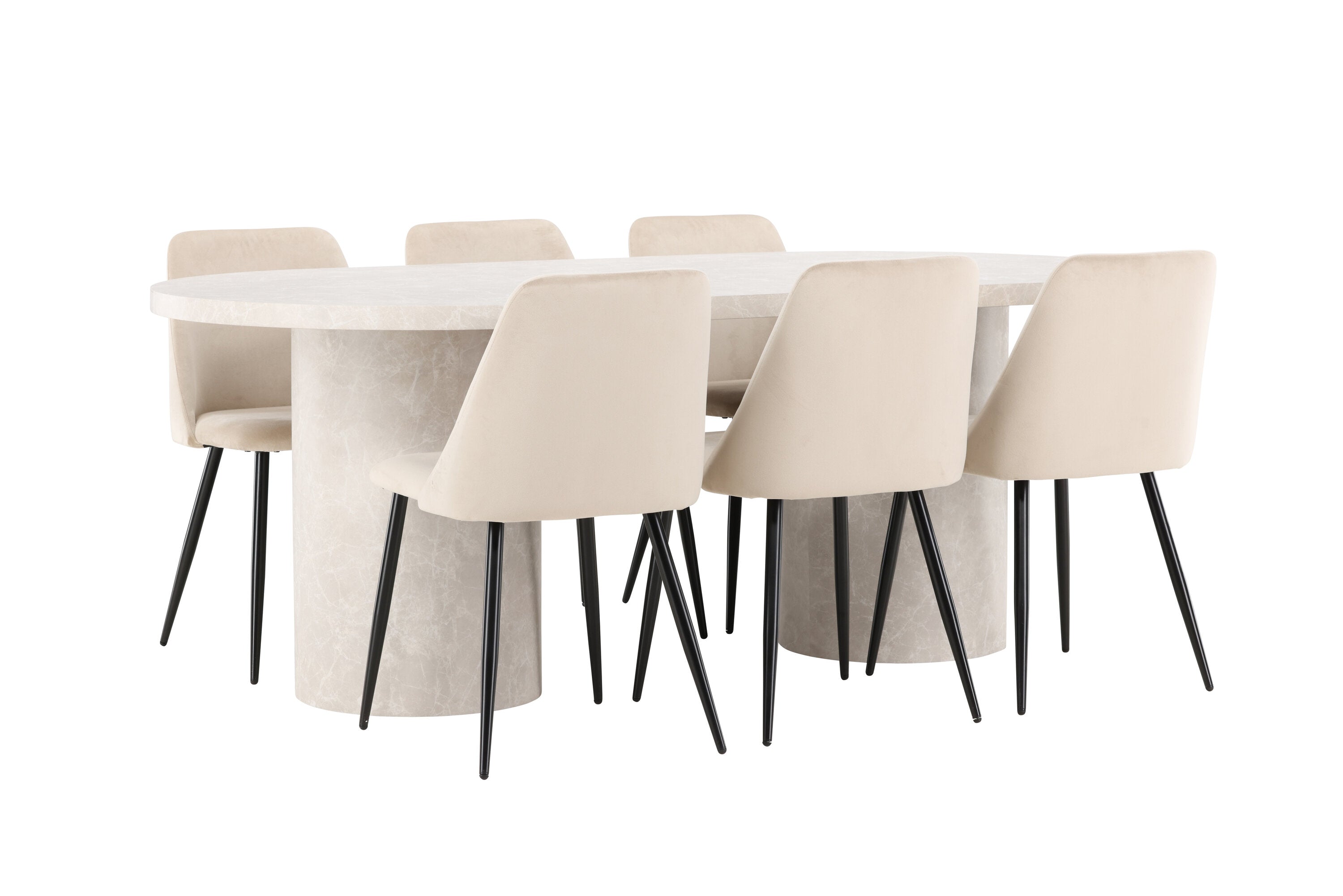 Essgruppe Esstisch Narvik 200 x 100cm mit Stühlen Night - Beige - Venture Home - le canapé