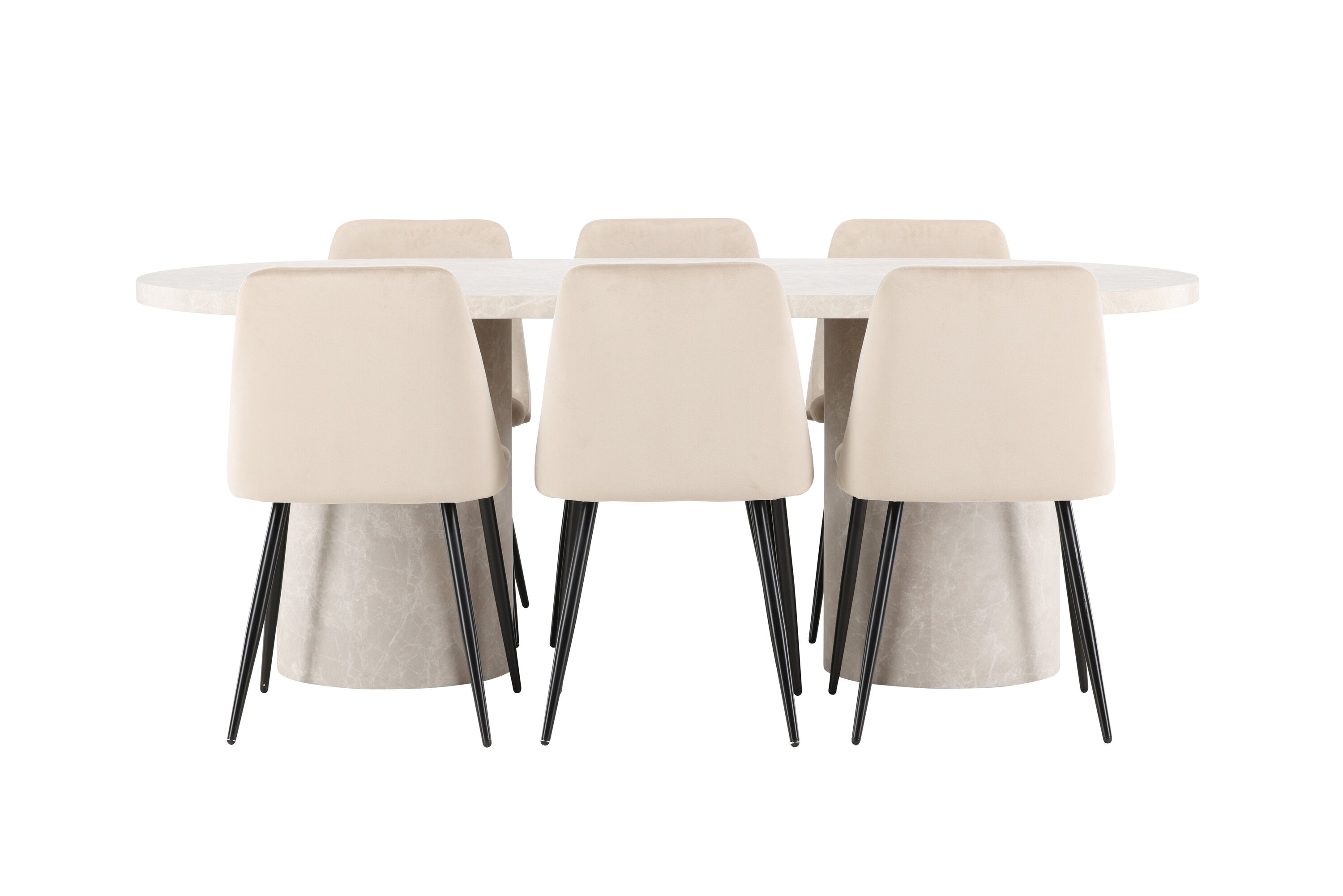 Essgruppe Esstisch Narvik 200 x 100cm mit Stühlen Night - Beige - Venture Home - le canapé