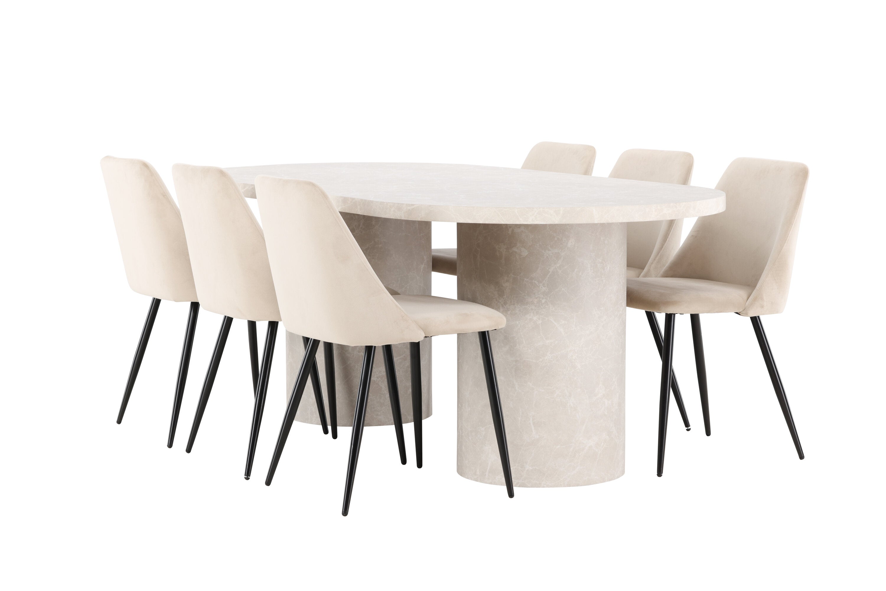 Essgruppe Esstisch Narvik 200 x 100cm mit Stühlen Night - Beige - Venture Home - le canapé