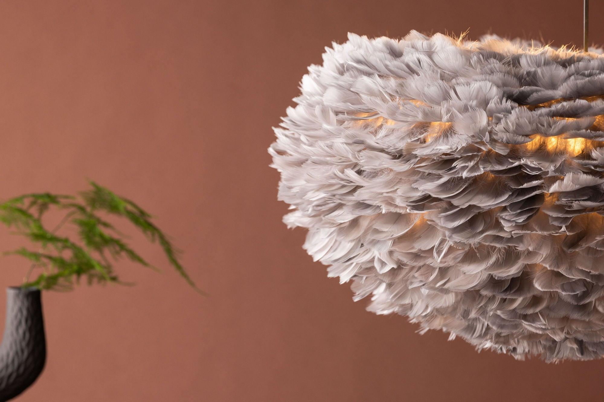 Hängelampe Nicola groß - Kunstfedern Schwarz / Grau-Hängelampe-Venture Home-le canapé