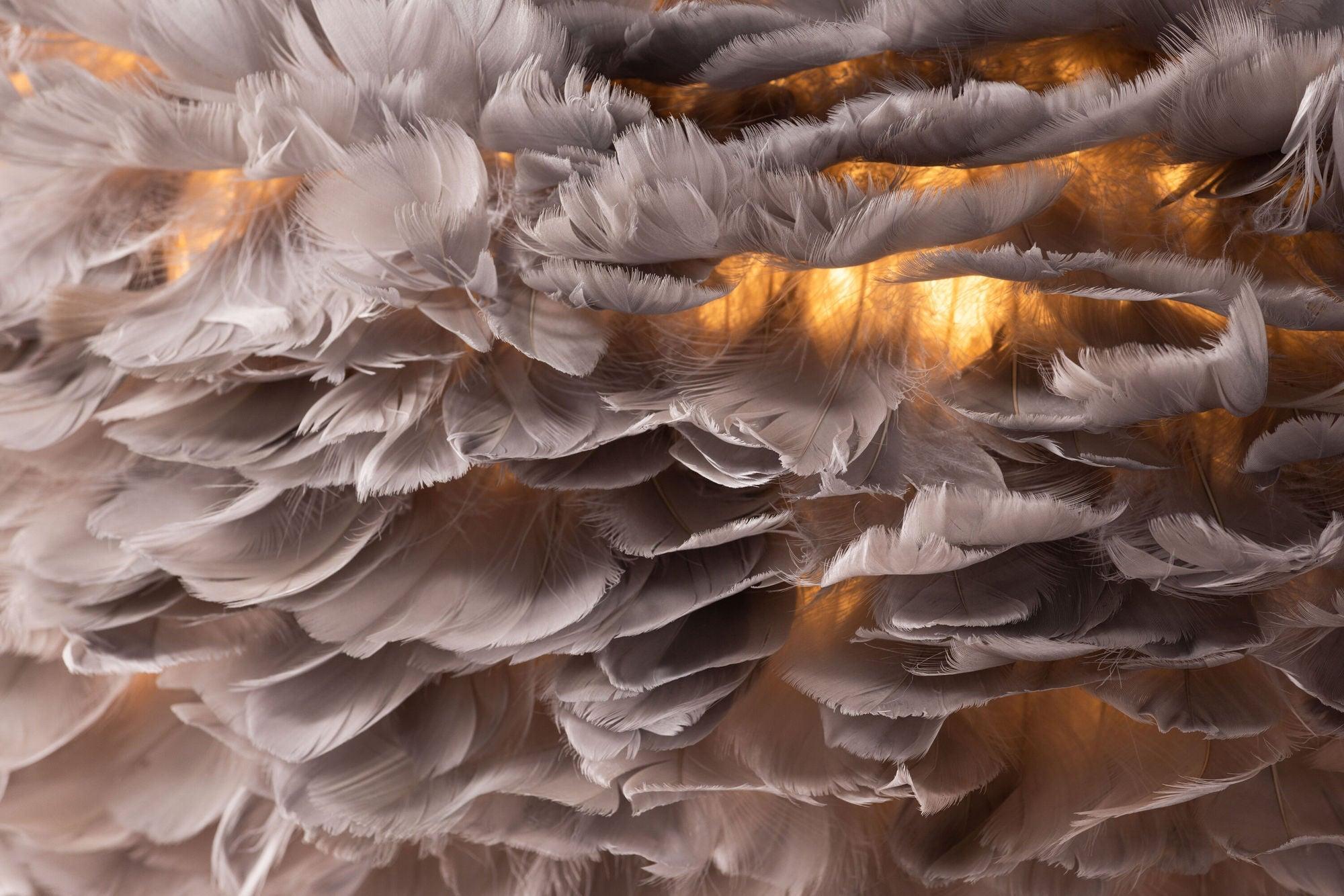 Hängelampe Nicola groß - Kunstfedern Schwarz / Grau-Hängelampe-Venture Home-le canapé