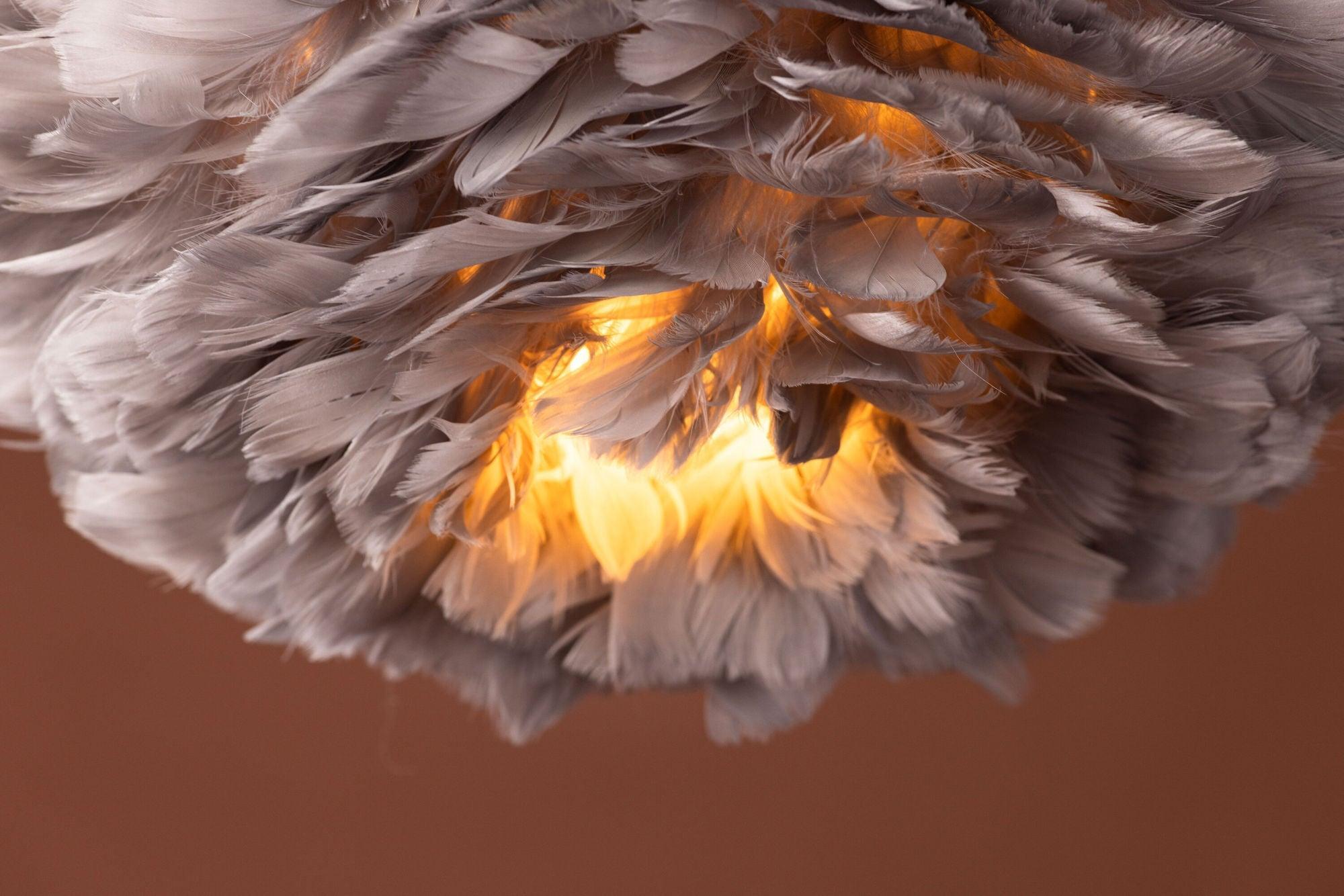 Hängelampe Nicola klein - Kunstfedern Schwarz / Grau-Hängelampe-Venture Home-le canapé