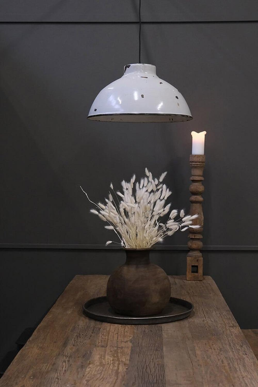 Hängelampe Sheen mit patinierter Emaille - Weiß-Hängelampe-Trademark Living-le canapé