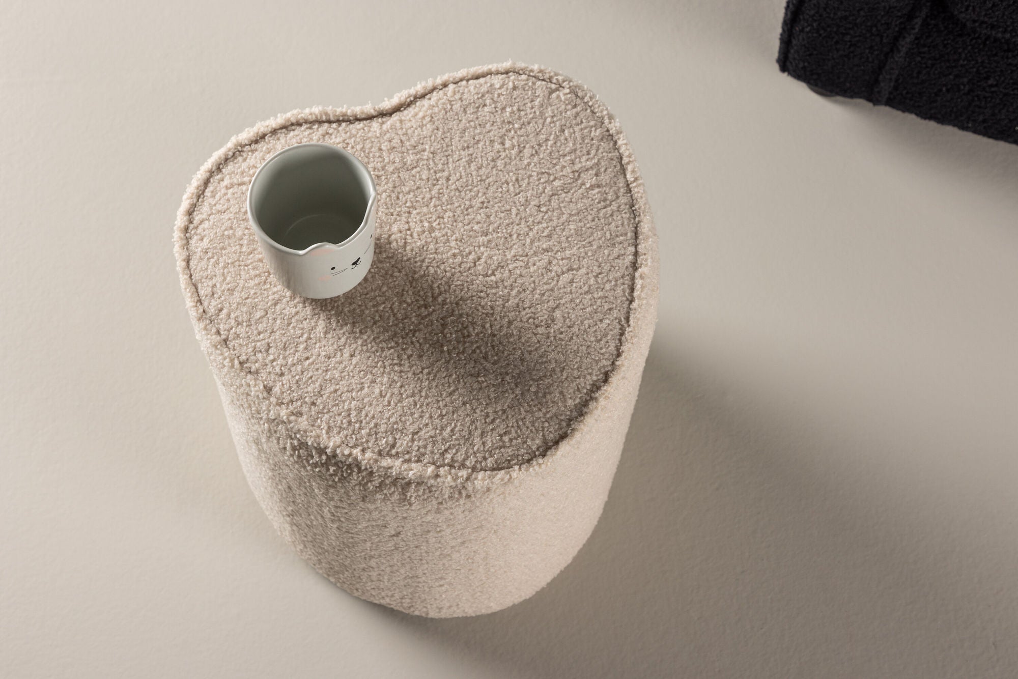 Kinder Hocker Pouf als Herz aus Teddy - Bouclé - Beige (FSC 100%)Pouf