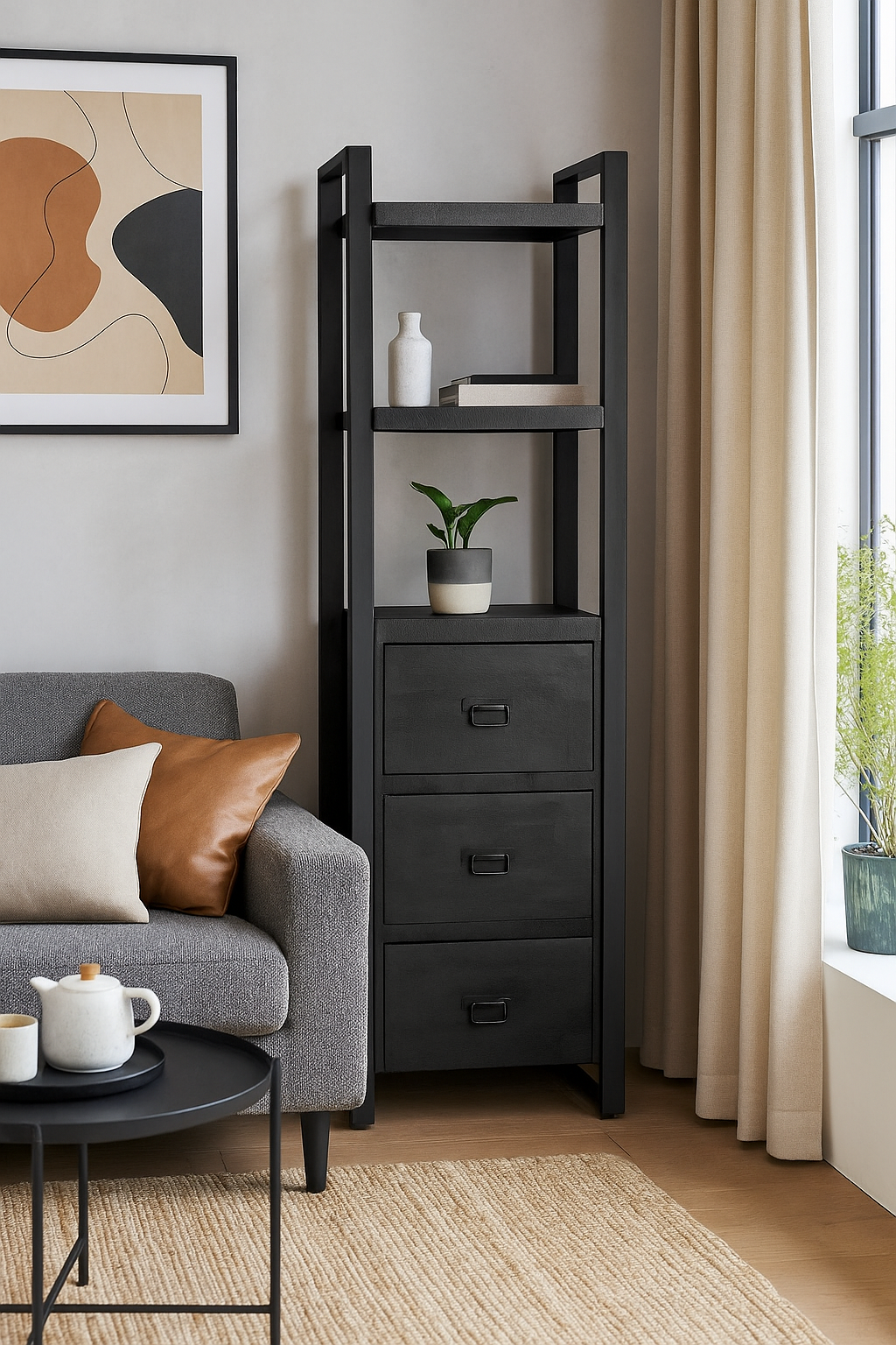 Highboard Britt 200cm - Schwarz-Highboards-Benoa-le canapé