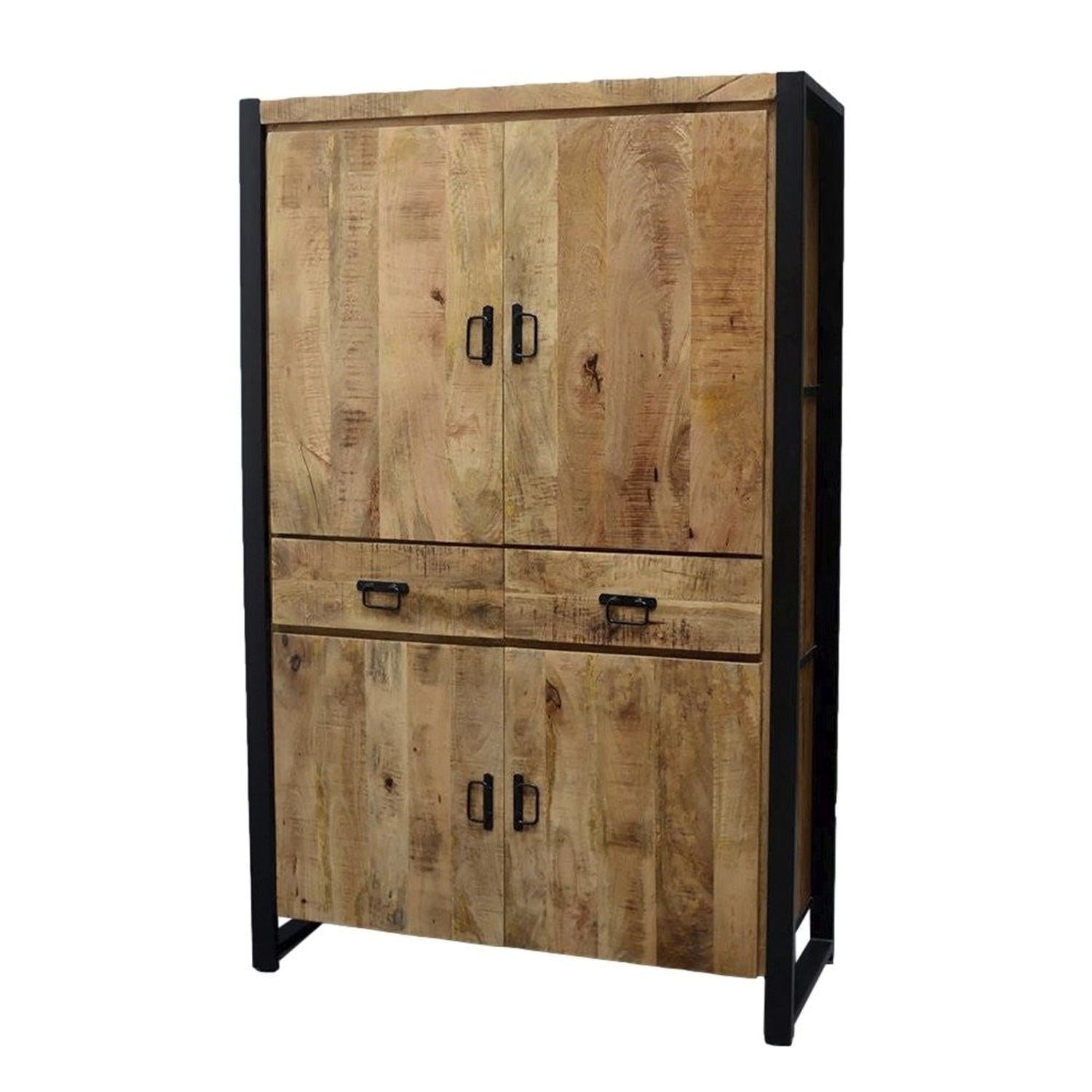 Highboard Britt aus Mangoholz 180cm - Hellbraun-Highboards-Benoa-le canapé