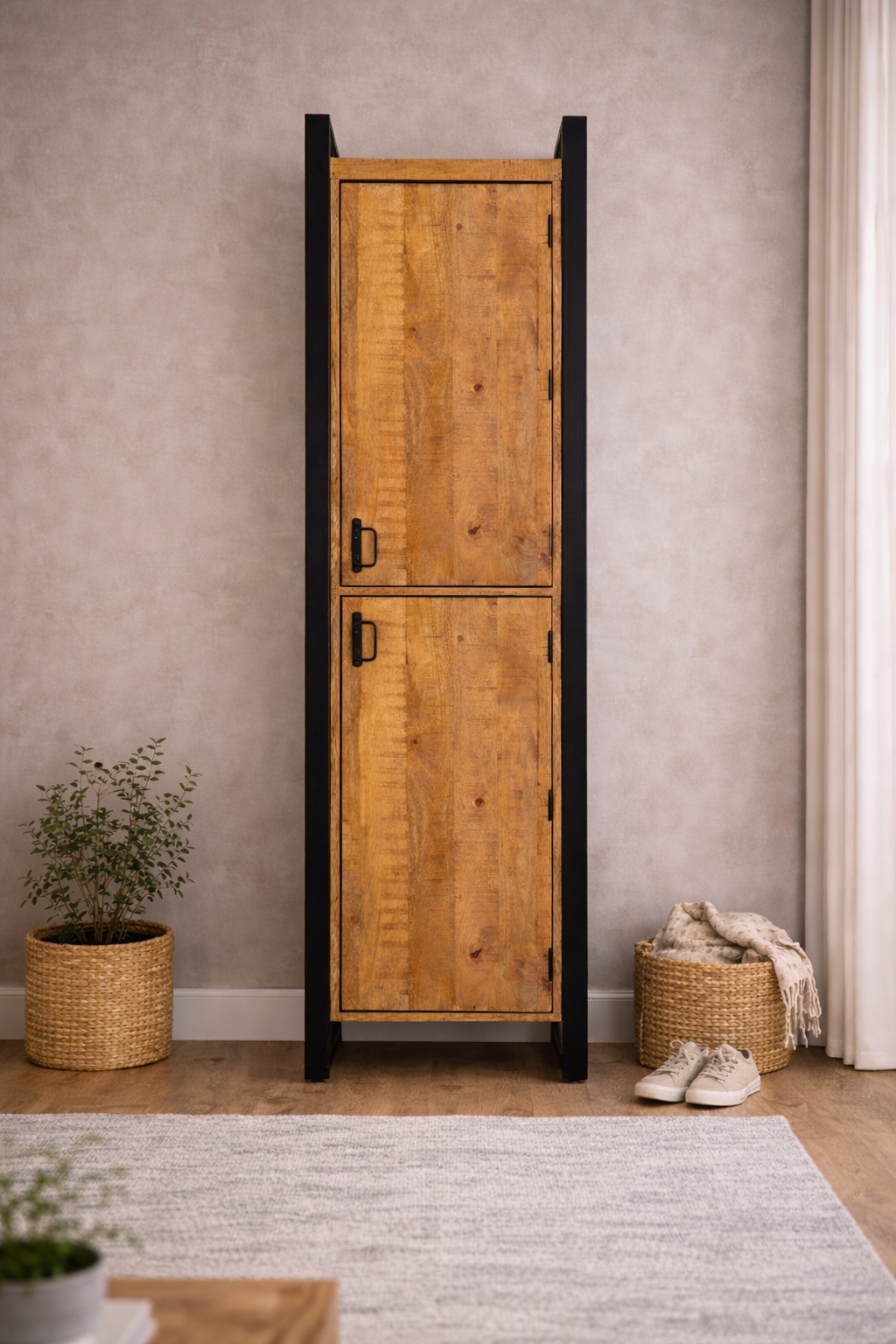 Highboard Britt aus Mangoholz 200cm - Hellbraun-Highboards-Benoa-le canapé