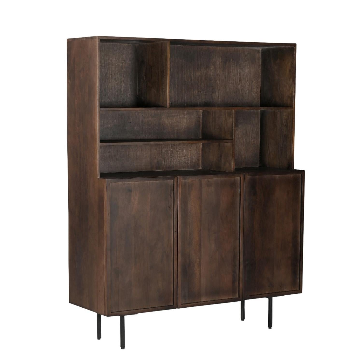 Highboard Elan aus Mangoholz 135cm - Dunkelbraun-Highboards-Livingfurn-le canapé