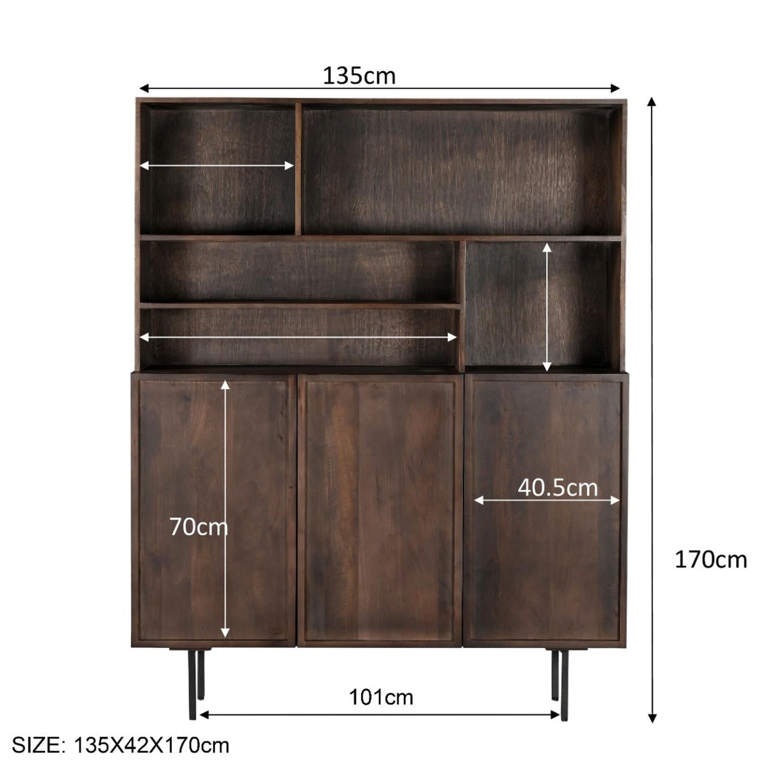 Highboard Elan aus Mangoholz 135cm - Dunkelbraun-Highboards-Livingfurn-le canapé
