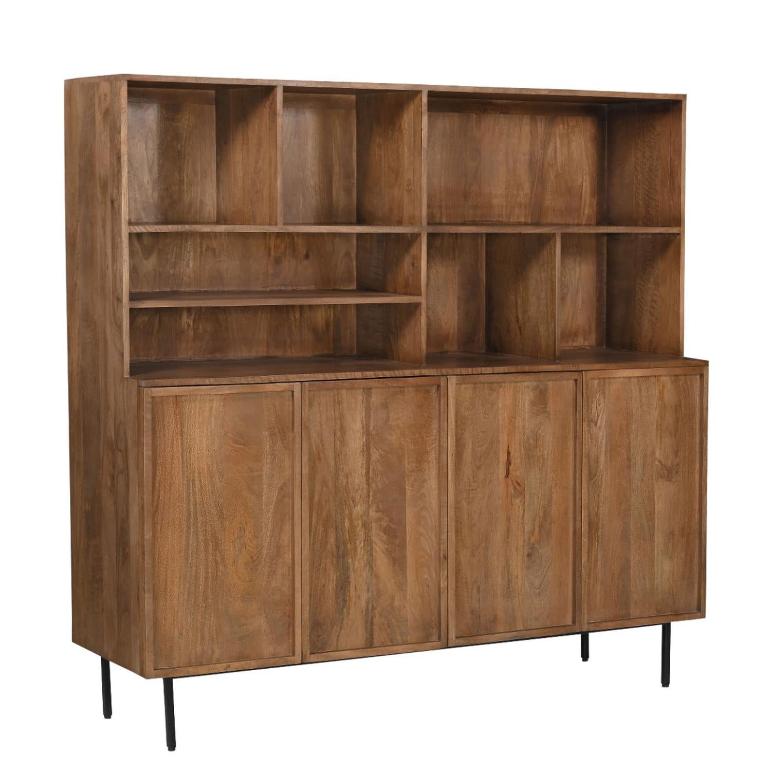 Highboard Elan aus Mangoholz 180cm - Braun-Highboards-Livingfurn-le canapé
