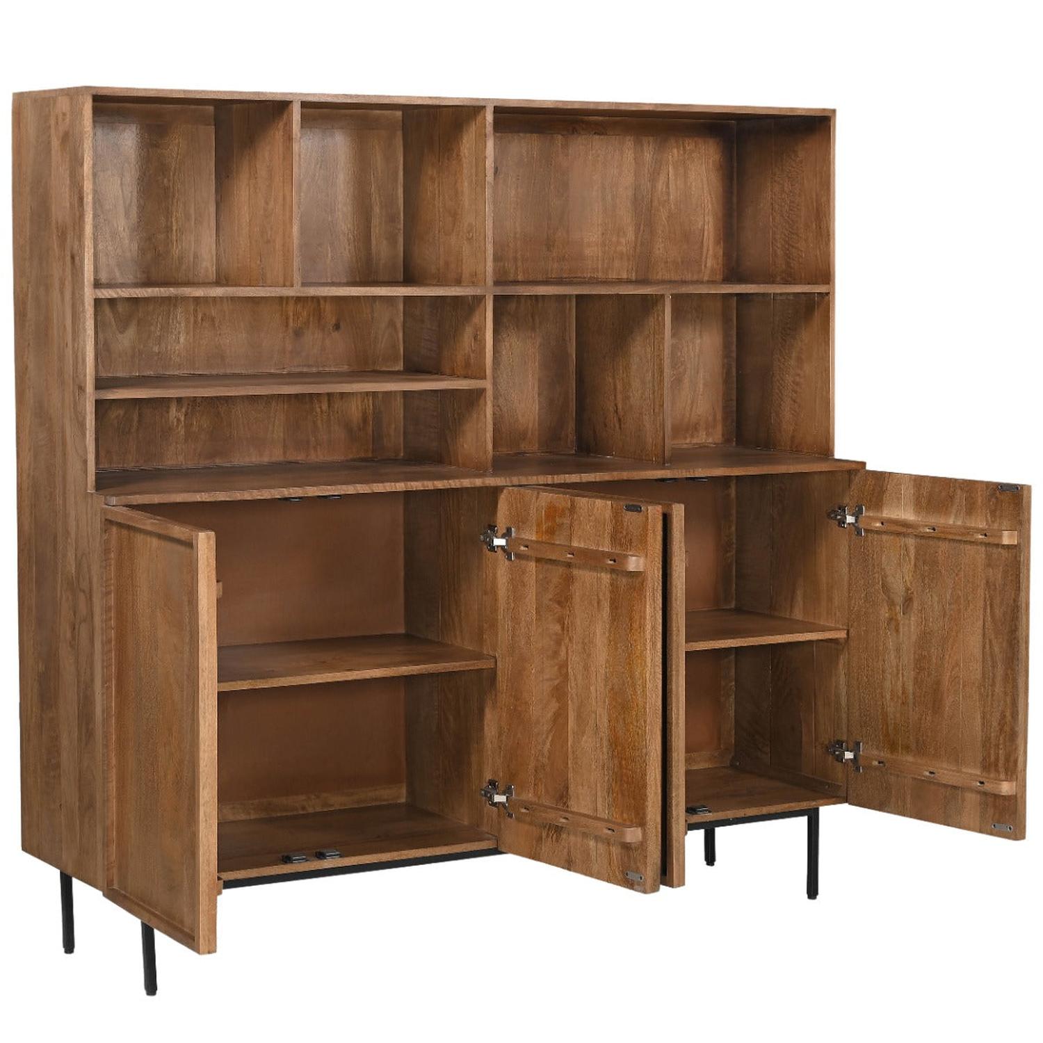 Highboard Elan aus Mangoholz 180cm - Braun-Highboards-Livingfurn-le canapé