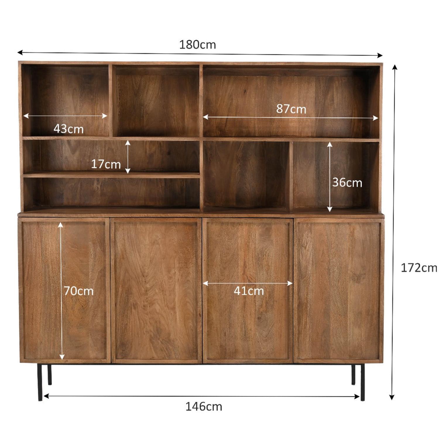 Highboard Elan aus Mangoholz 180cm - Braun-Highboards-Livingfurn-le canapé