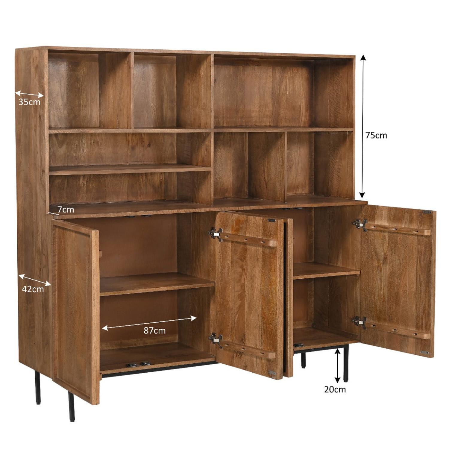 Highboard Elan aus Mangoholz 180cm - Braun-Highboards-Livingfurn-le canapé