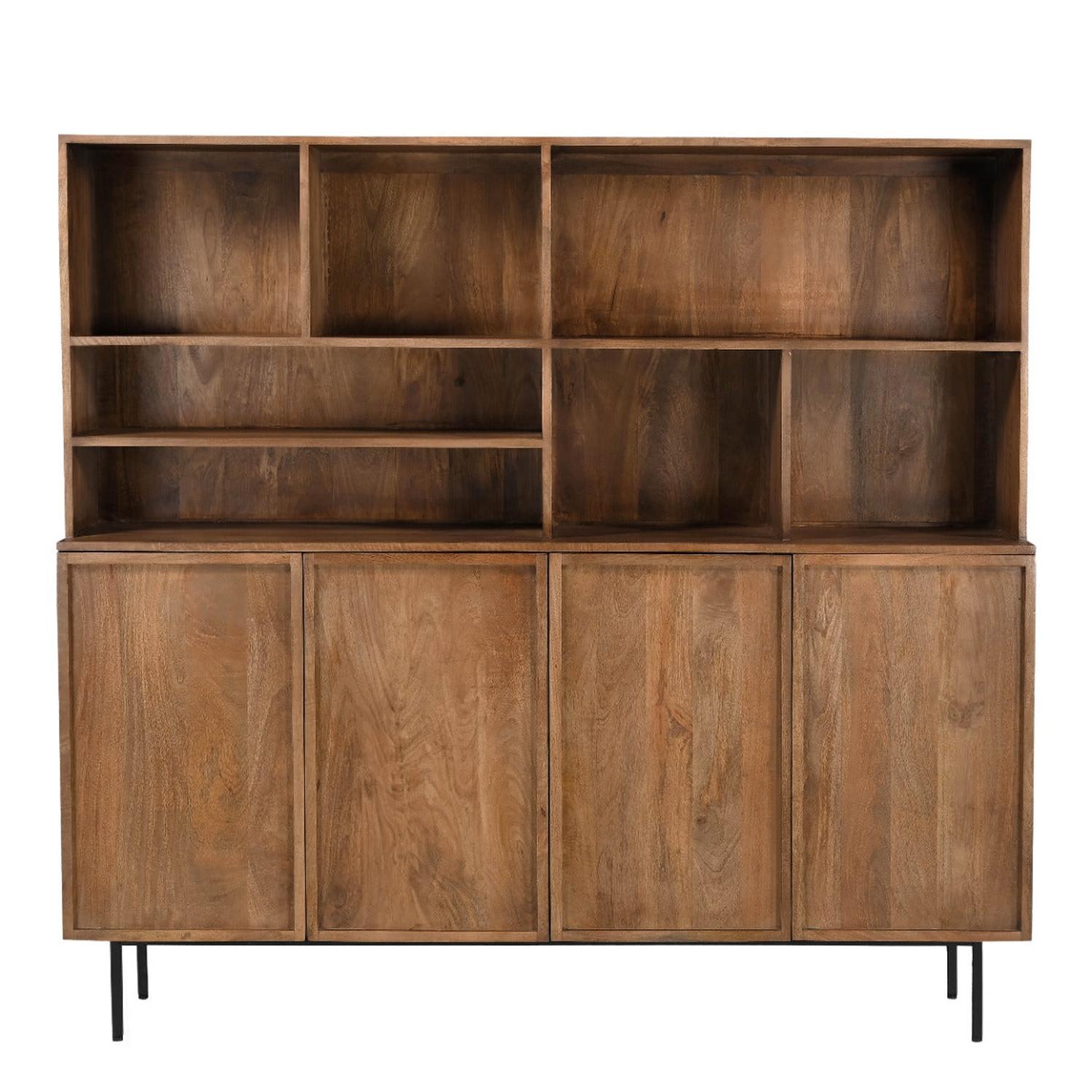 Highboard Elan aus Mangoholz 180cm - Braun-Highboards-Livingfurn-le canapé