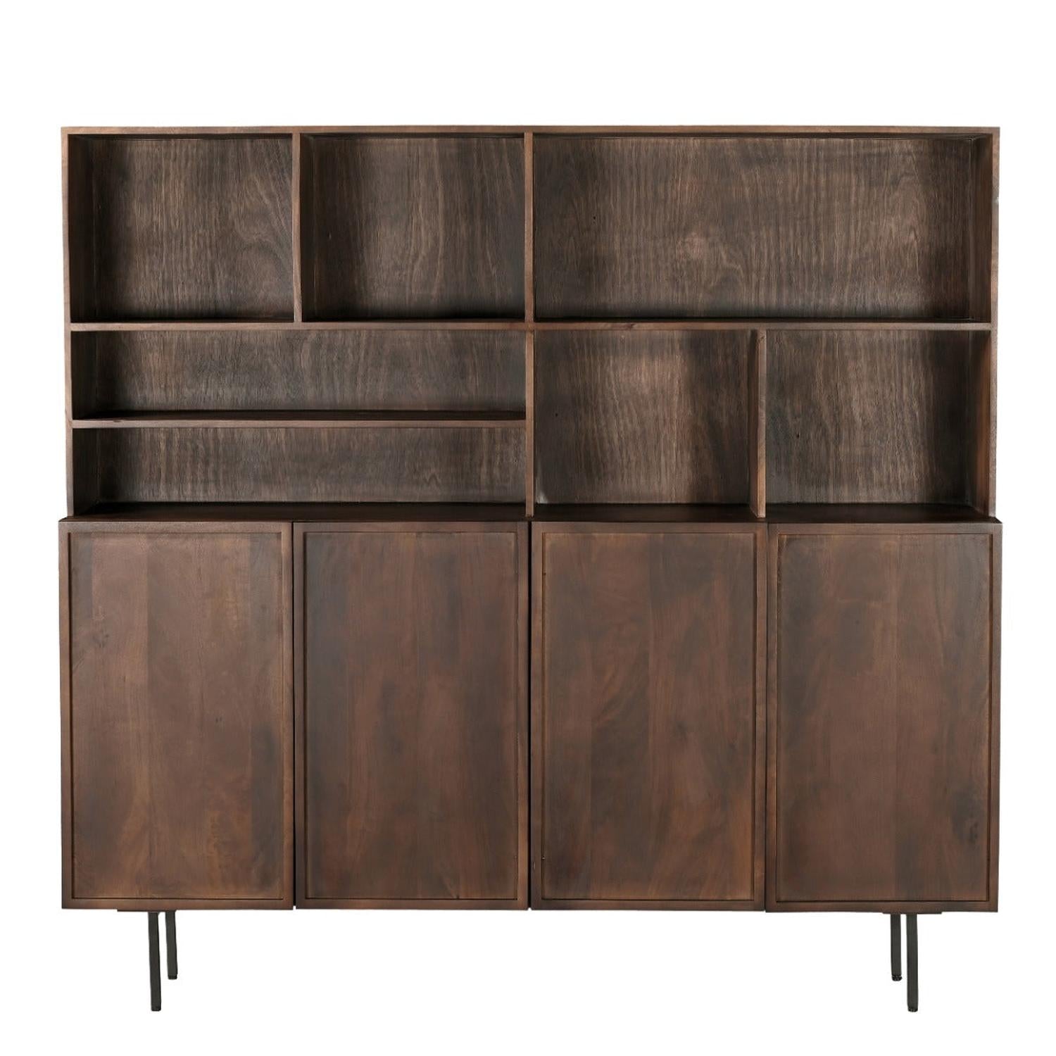 Highboard Elan aus Mangoholz 180cm - Dunkelbraun-Highboards-Livingfurn-le canapé