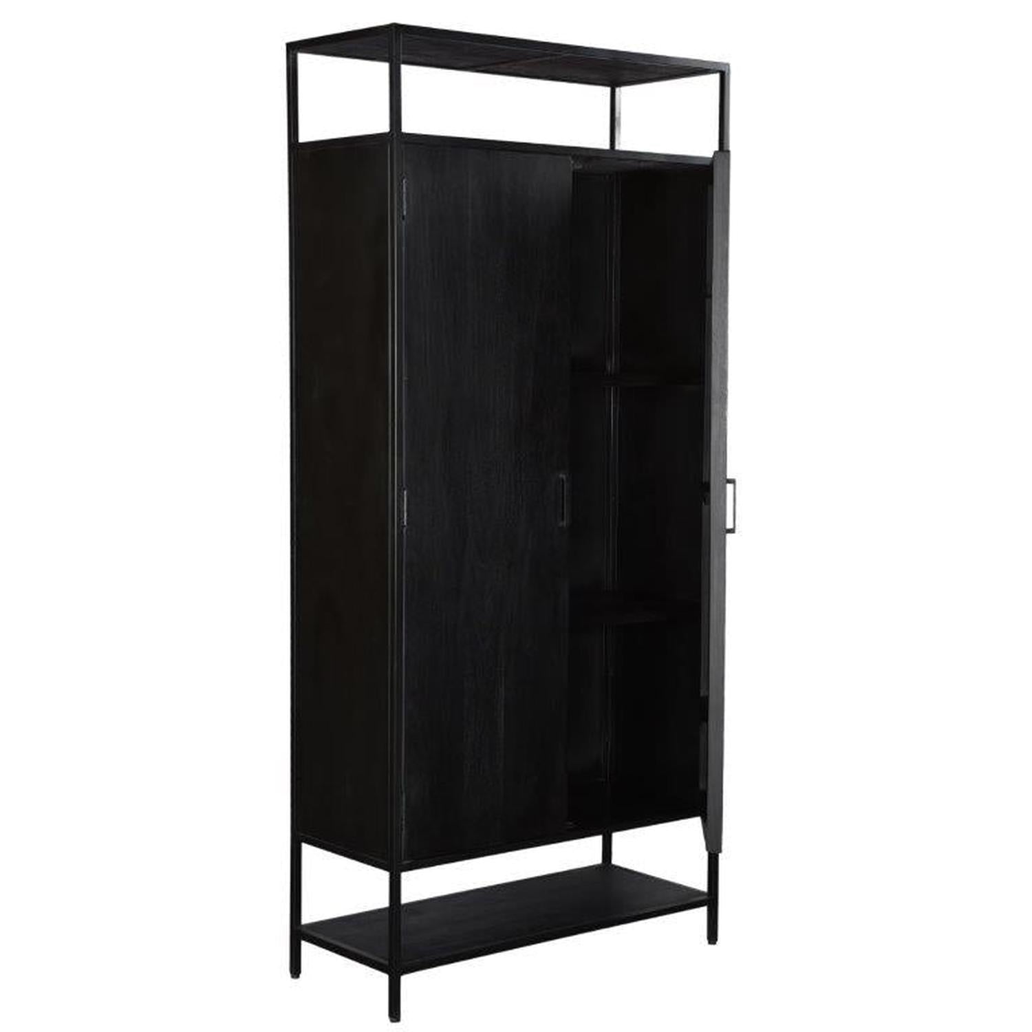 Highboard Kala 2-Türen aus Mangoholz 100*210cm - Schwarz-Highboards-Livingfurn-le canapé