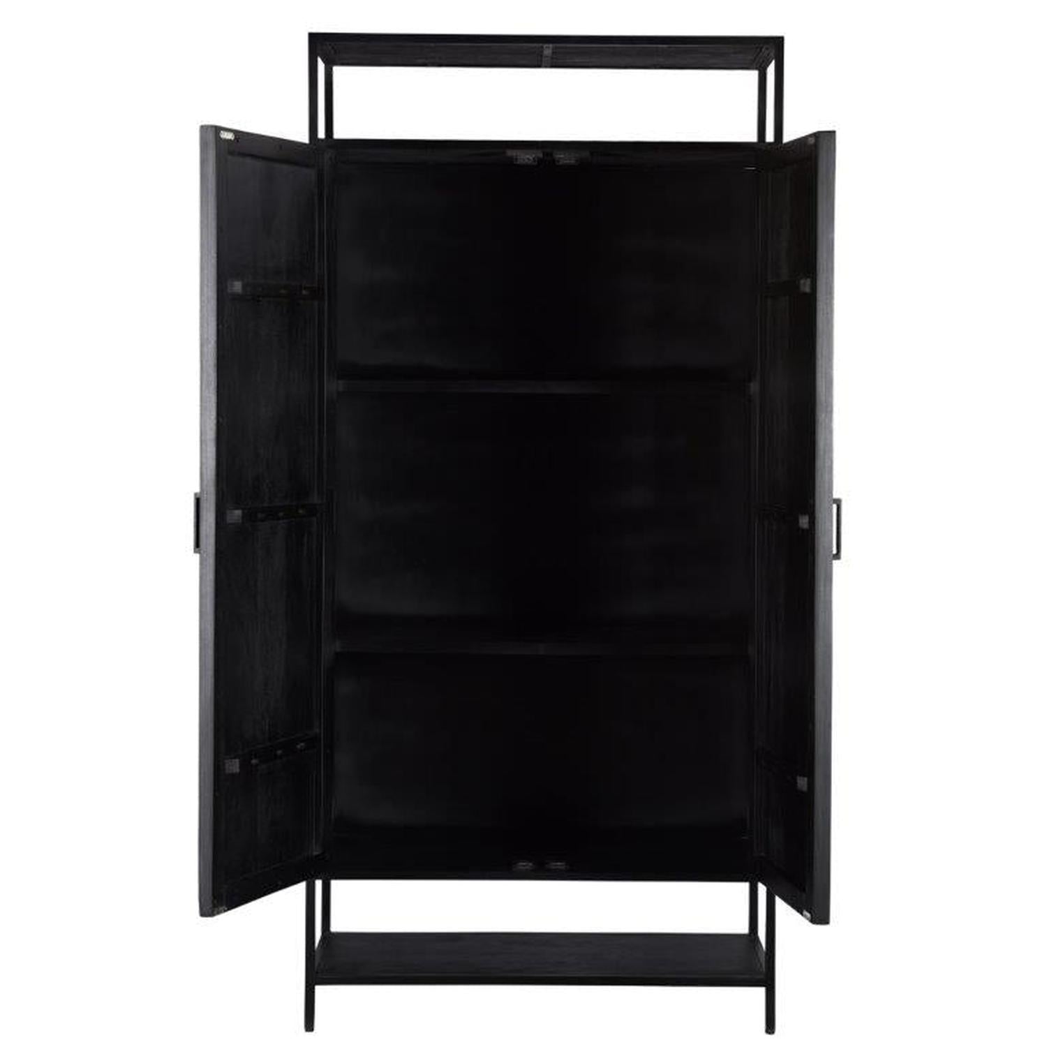 Highboard Kala 2-Türen aus Mangoholz 100*210cm - Schwarz-Highboards-Livingfurn-le canapé