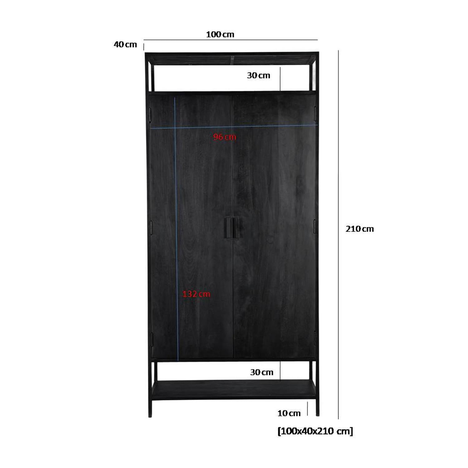 Highboard Kala 2-Türen aus Mangoholz 100*210cm - Schwarz-Highboards-Livingfurn-le canapé