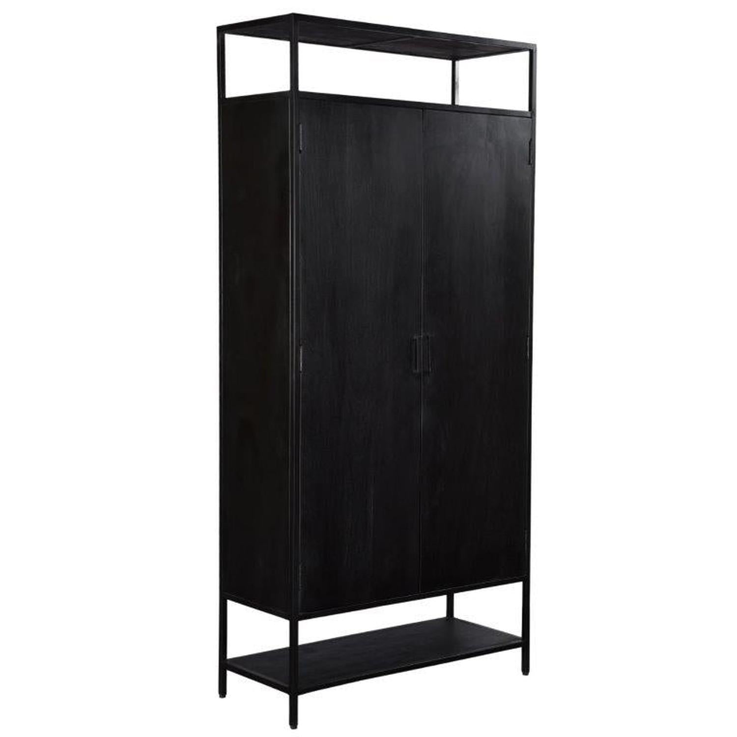Highboard Kala 2-Türen aus Mangoholz 100*210cm - Schwarz-Highboards-Livingfurn-le canapé