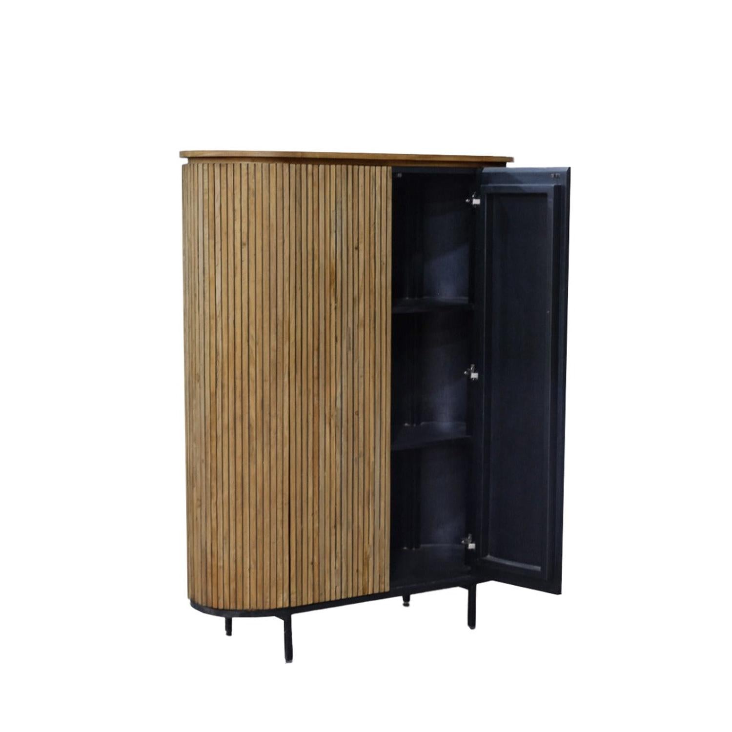 Highboard Lausanne aus Teakholz 151cm - Braun-Highboards-Livingfurn-le canapé
