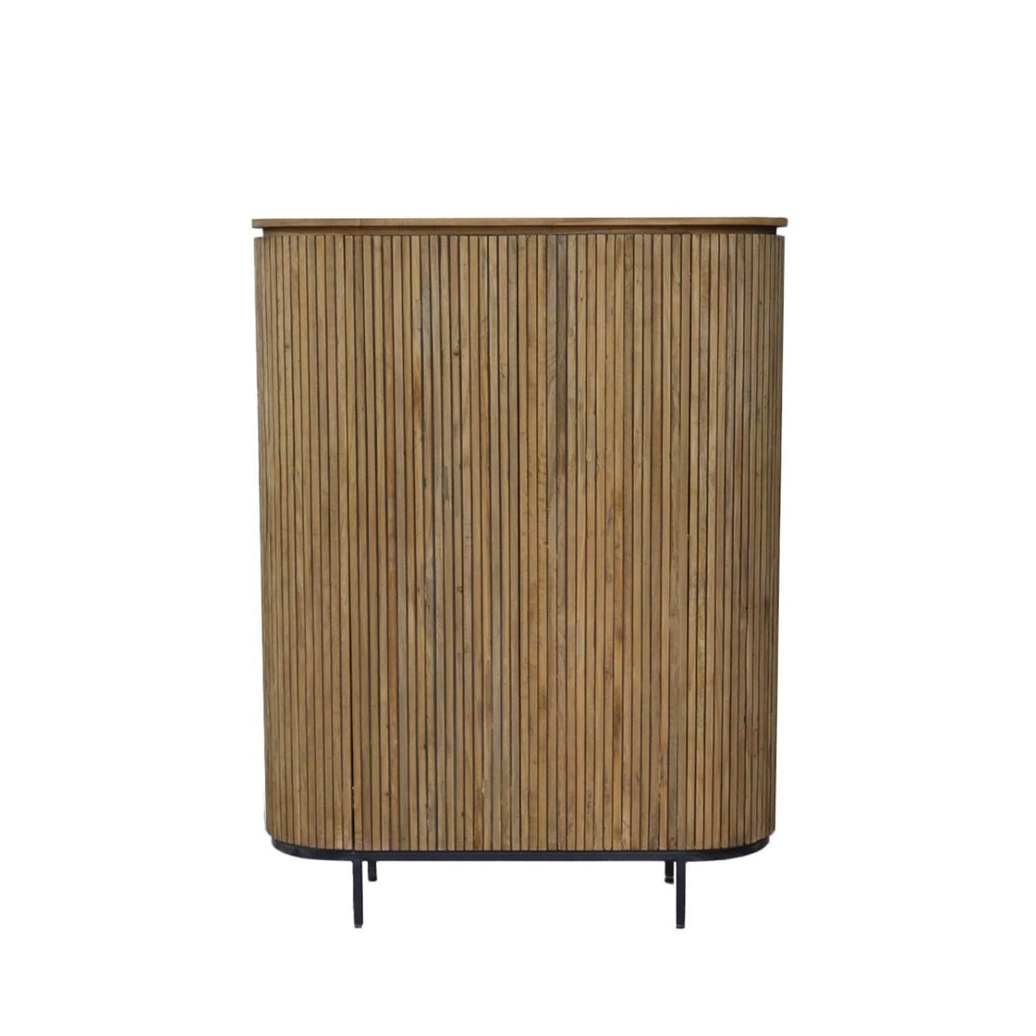 Highboard Lausanne aus Teakholz 151cm - Braun-Highboards-Livingfurn-le canapé