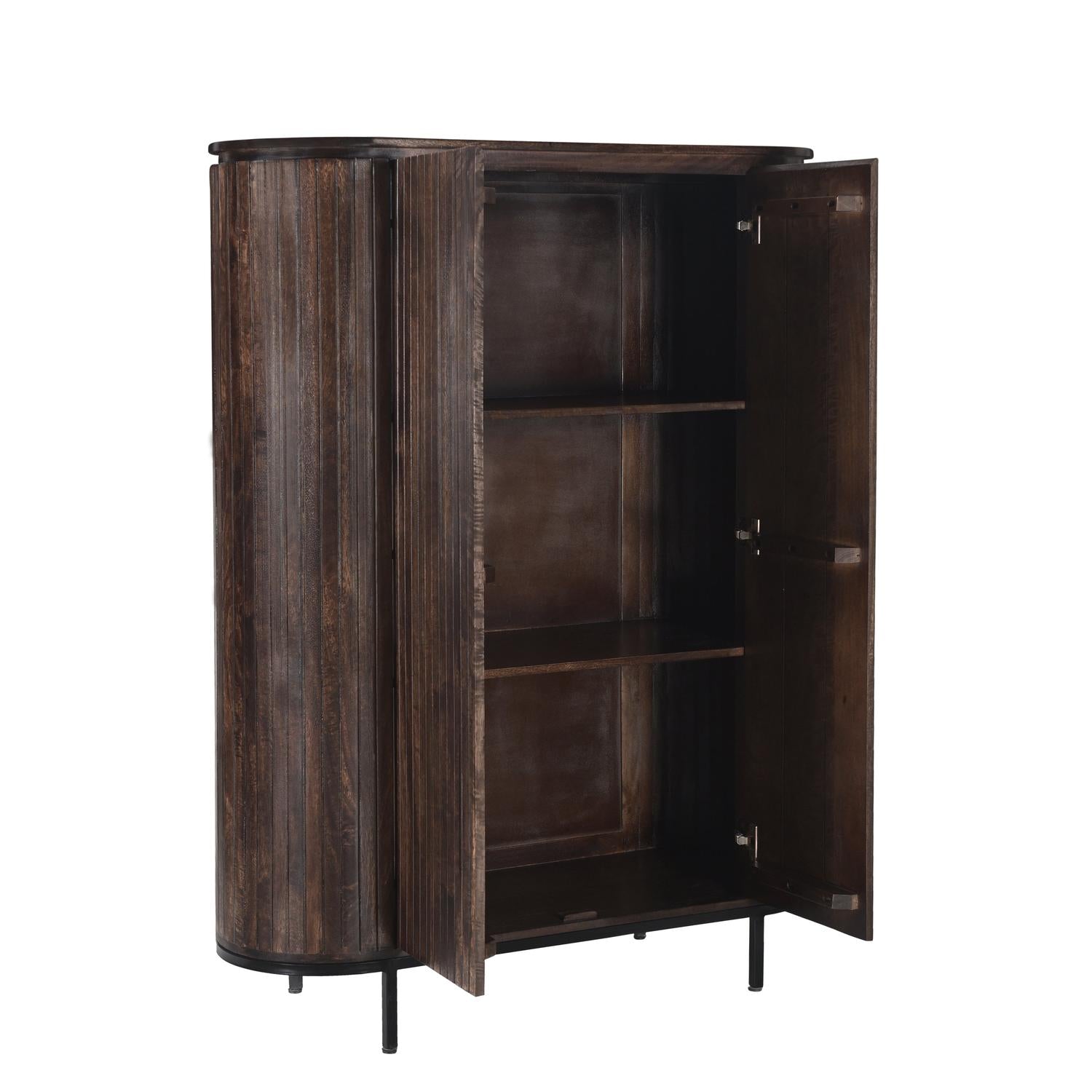 Highboard Noor aus Mangoholz 151cm - Dunkelbraun-Highboards-Livingfurn-le canapé