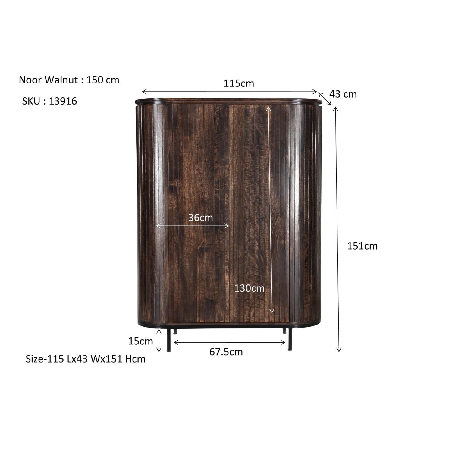 Highboard Noor aus Mangoholz 151cm - Dunkelbraun-Highboards-Livingfurn-le canapé