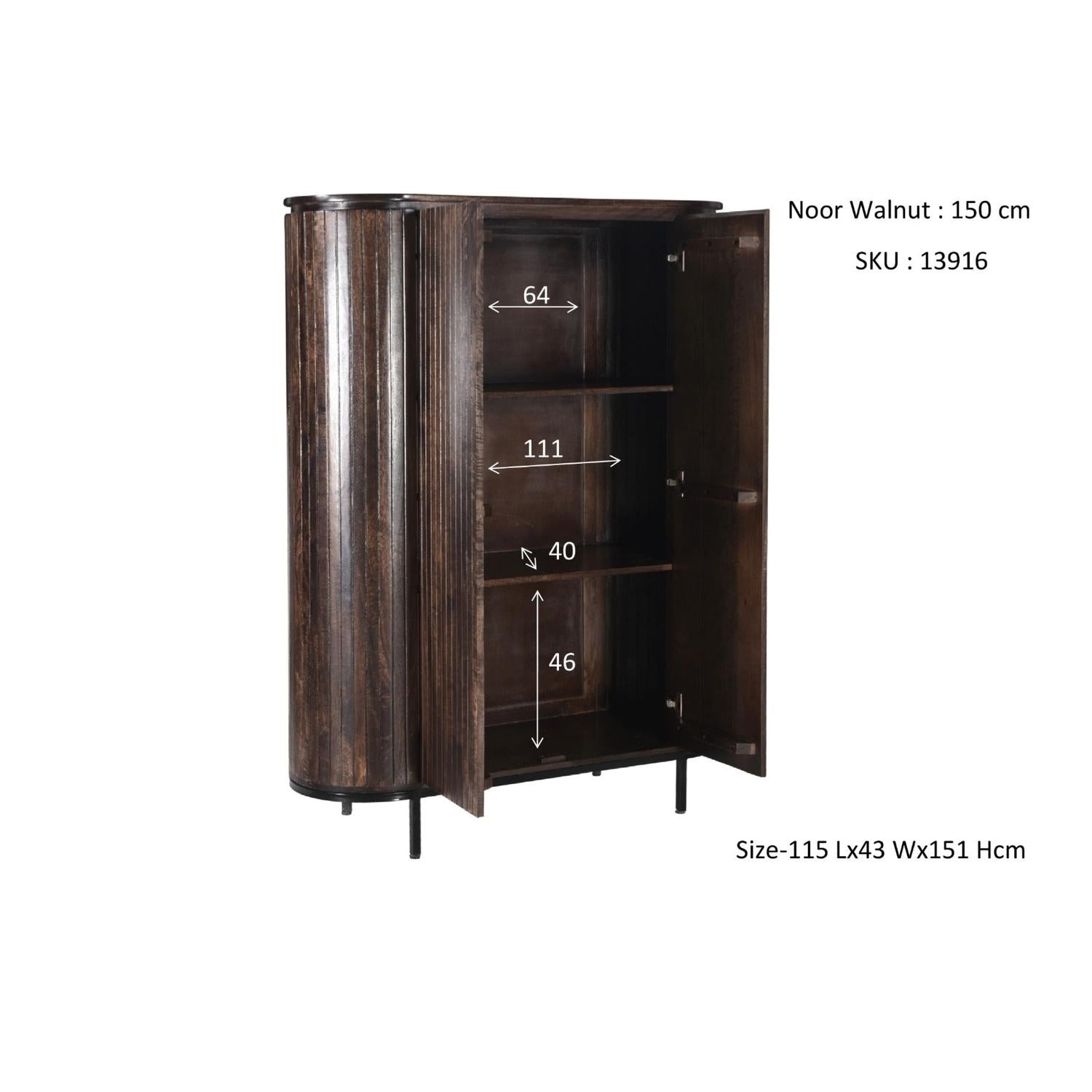Highboard Noor aus Mangoholz 151cm - Dunkelbraun-Highboards-Livingfurn-le canapé