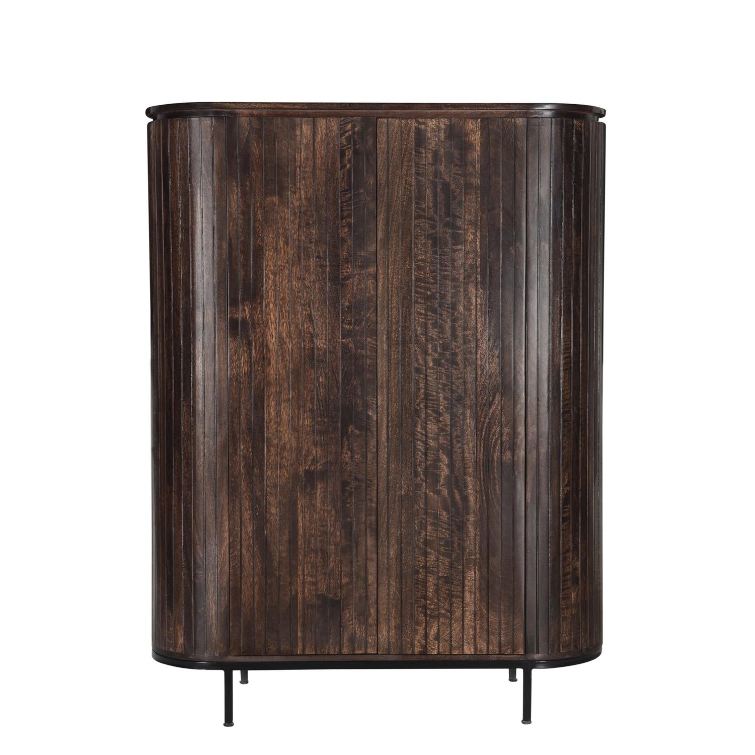 Highboard Noor aus Mangoholz 151cm - Dunkelbraun-Highboards-Livingfurn-le canapé
