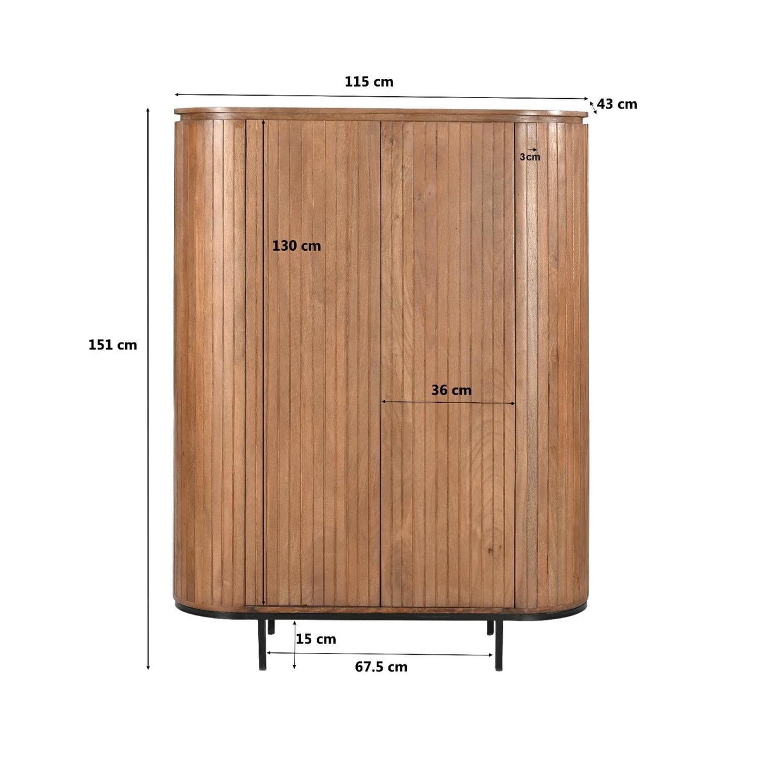 Highboard Noor aus Mangoholz 151cm - Hellbraun-Highboards-Livingfurn-le canapé