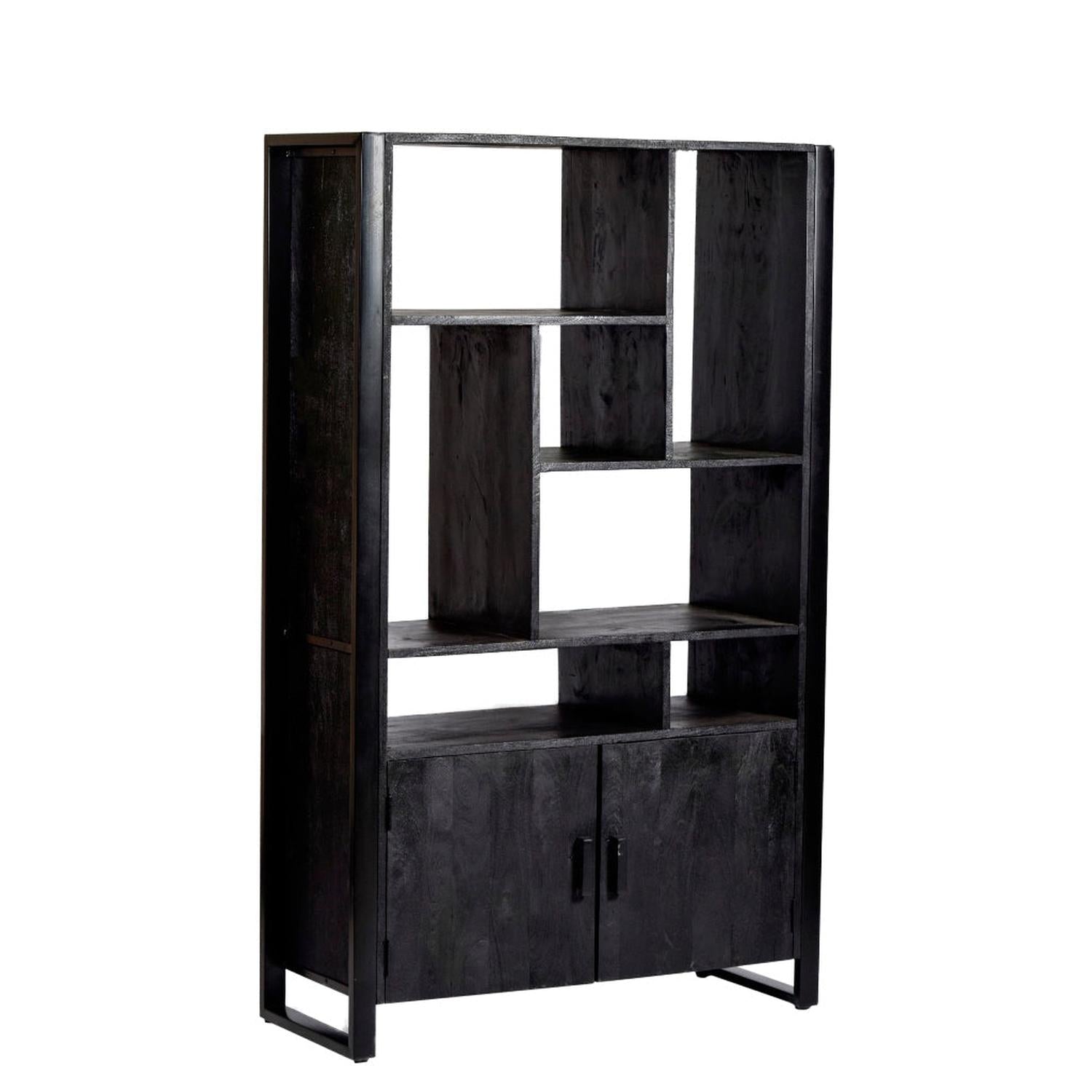 Highboard Norris aus Mangoholz 180cm - Schwarz-Highboards-Livingfurn-le canapé