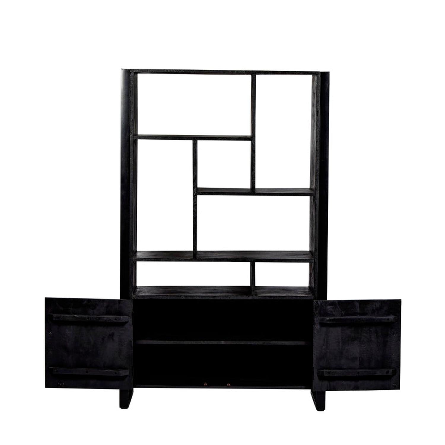 Highboard Norris aus Mangoholz 180cm - Schwarz-Highboards-Livingfurn-le canapé