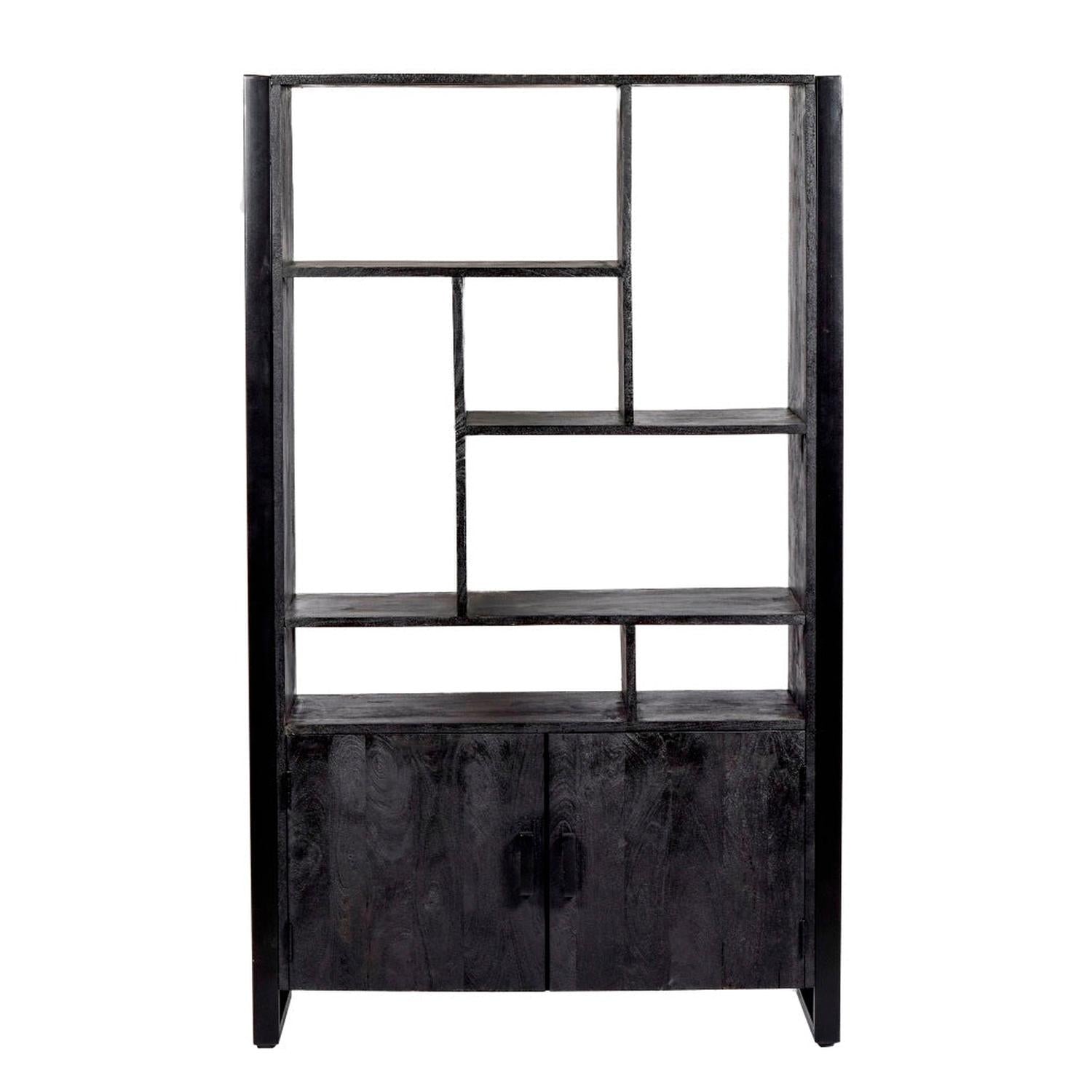 Highboard Norris aus Mangoholz 180cm - Schwarz-Highboards-Livingfurn-le canapé