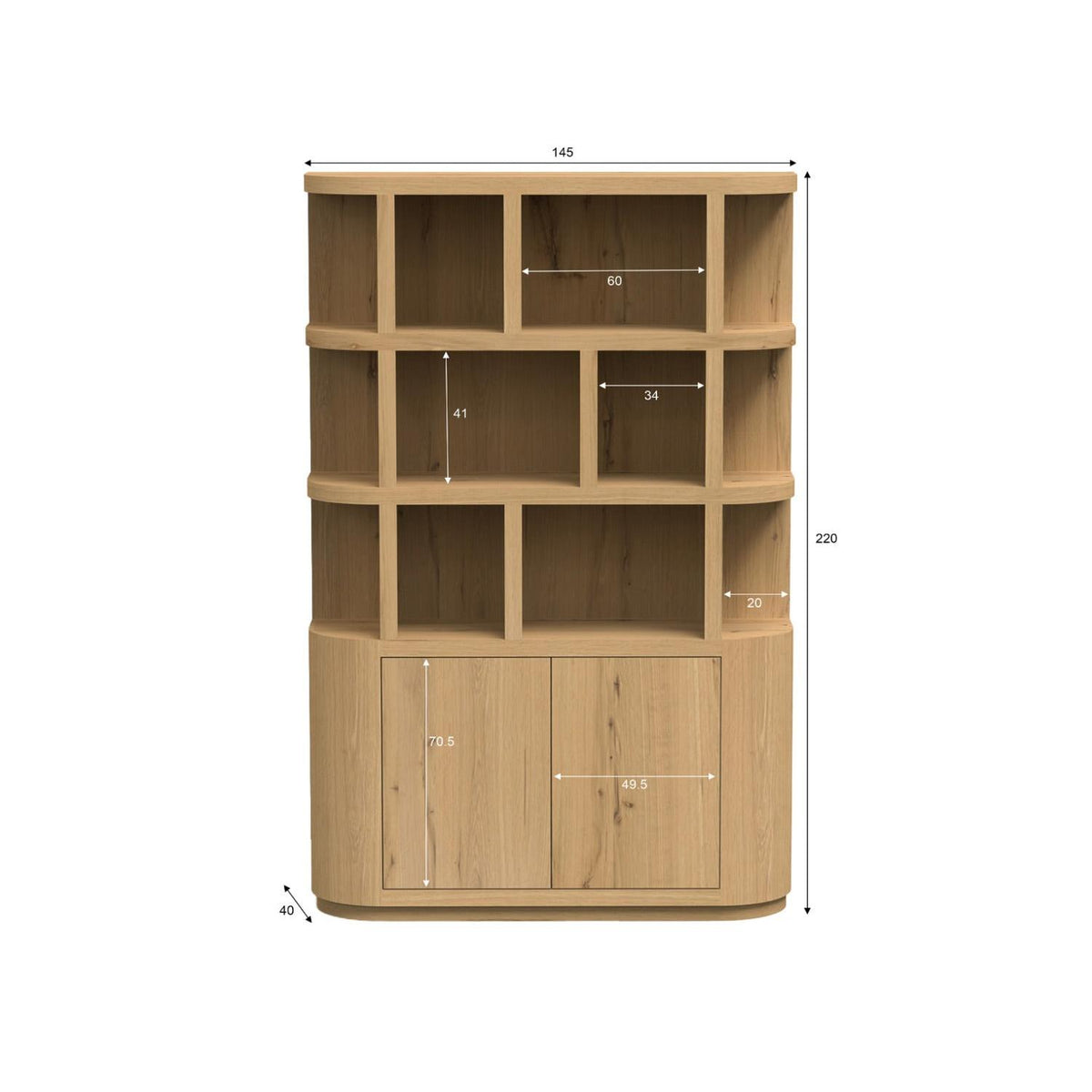 Highboard Novero 220cm - Hellbraun-Highboards-Livingfurn-le canapé