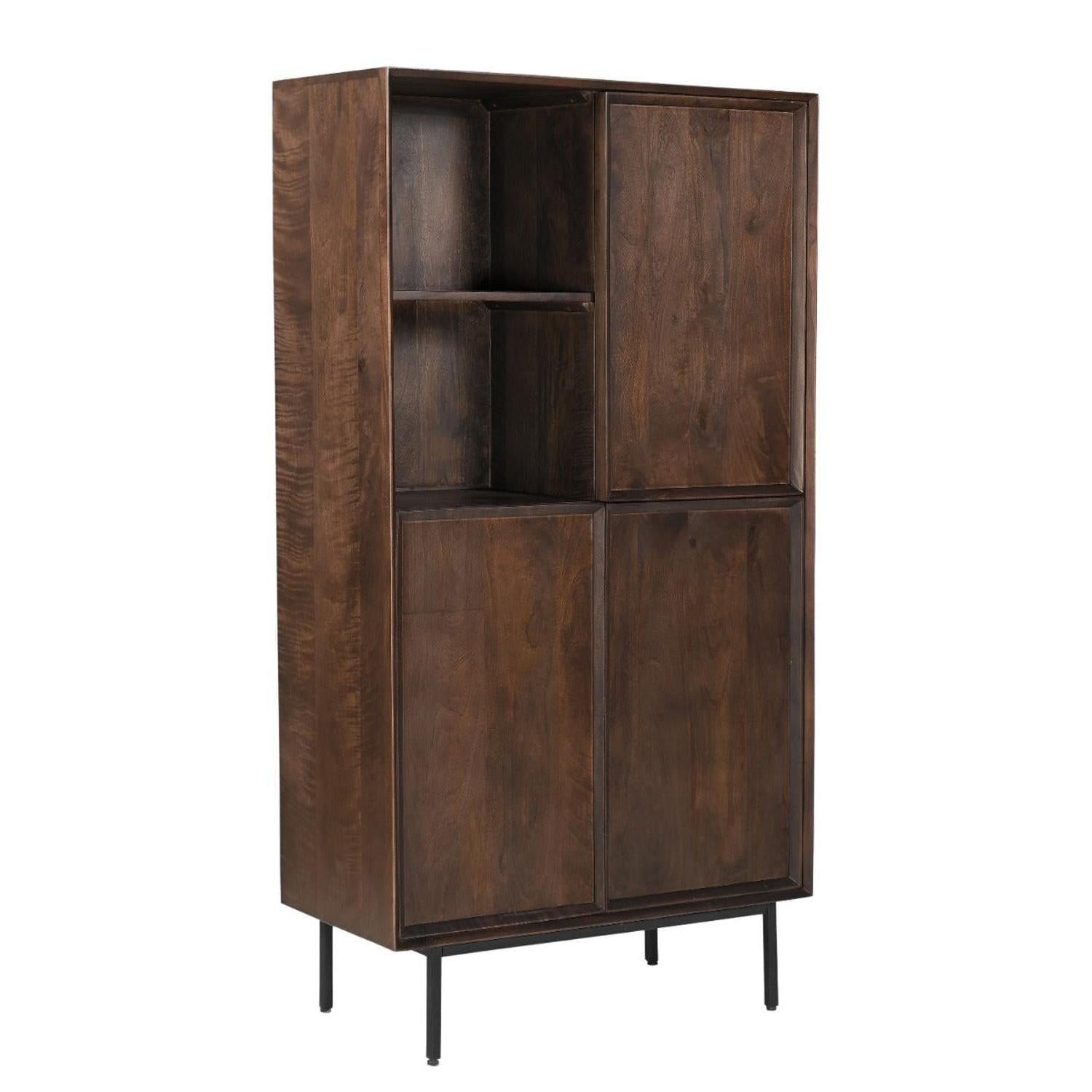 Highboard Ravenstein 170cm aus Mangoholz - Dunkelbraun-Highboards-Livingfurn-le canapé