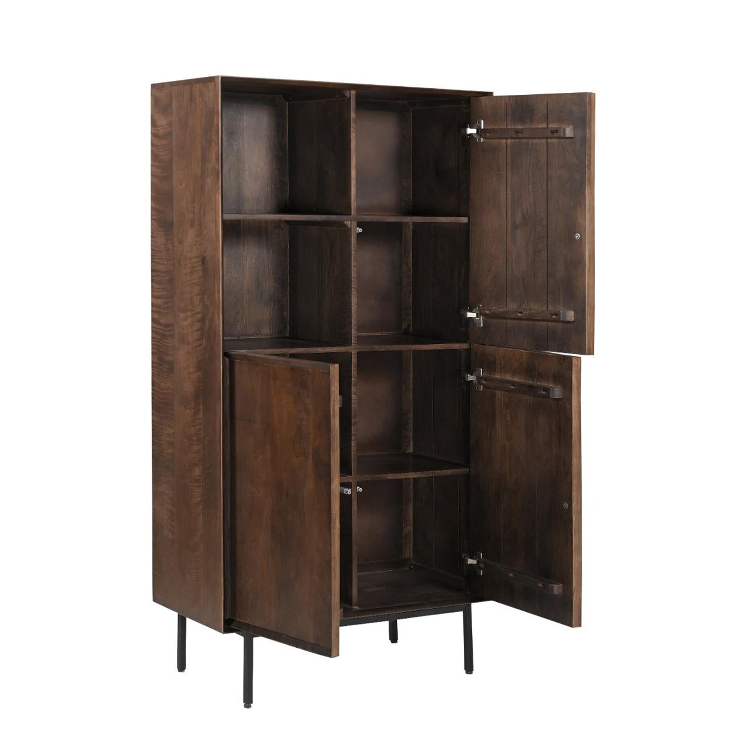Highboard Ravenstein 170cm aus Mangoholz - Dunkelbraun-Highboards-Livingfurn-le canapé