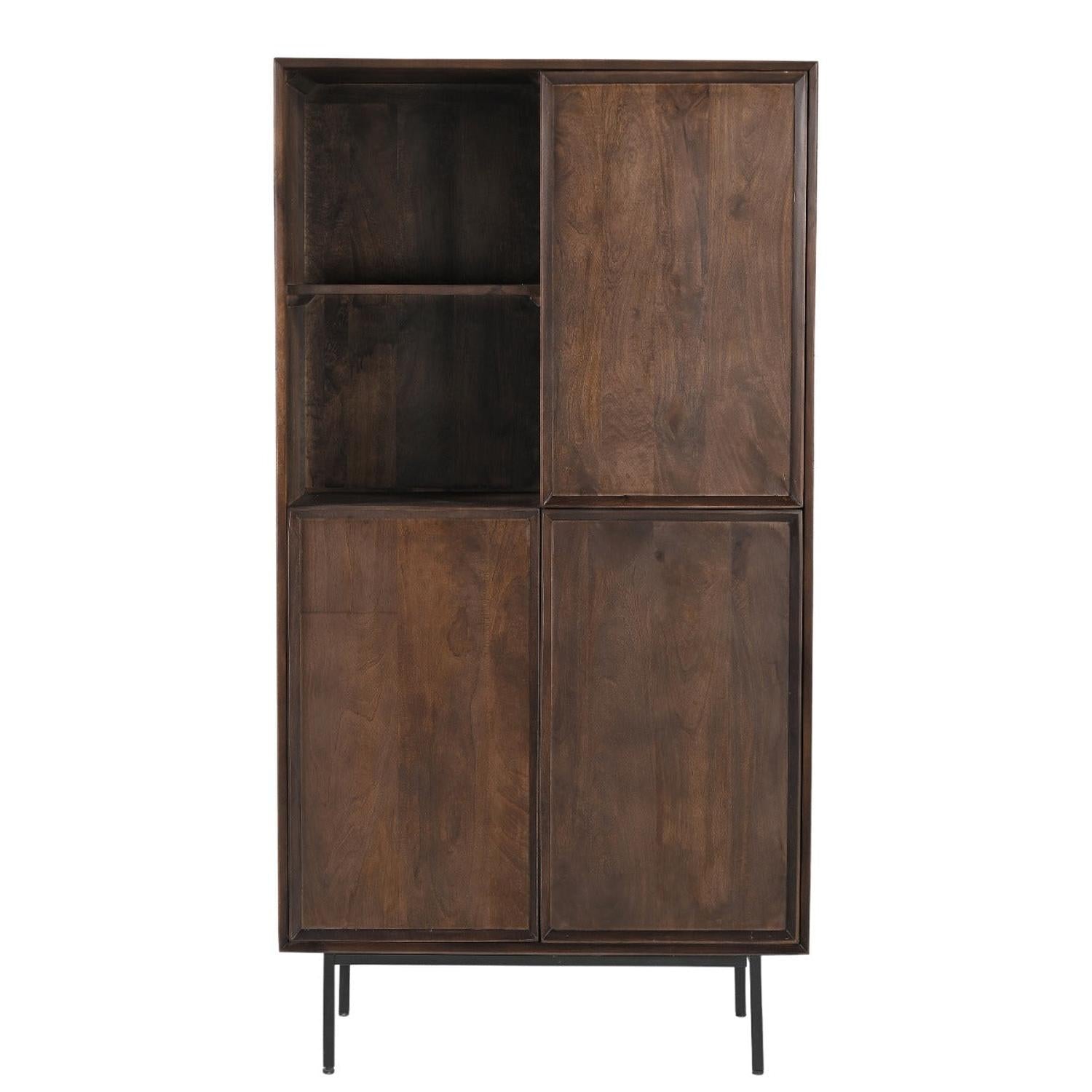 Highboard Ravenstein 170cm aus Mangoholz - Dunkelbraun-Highboards-Livingfurn-le canapé