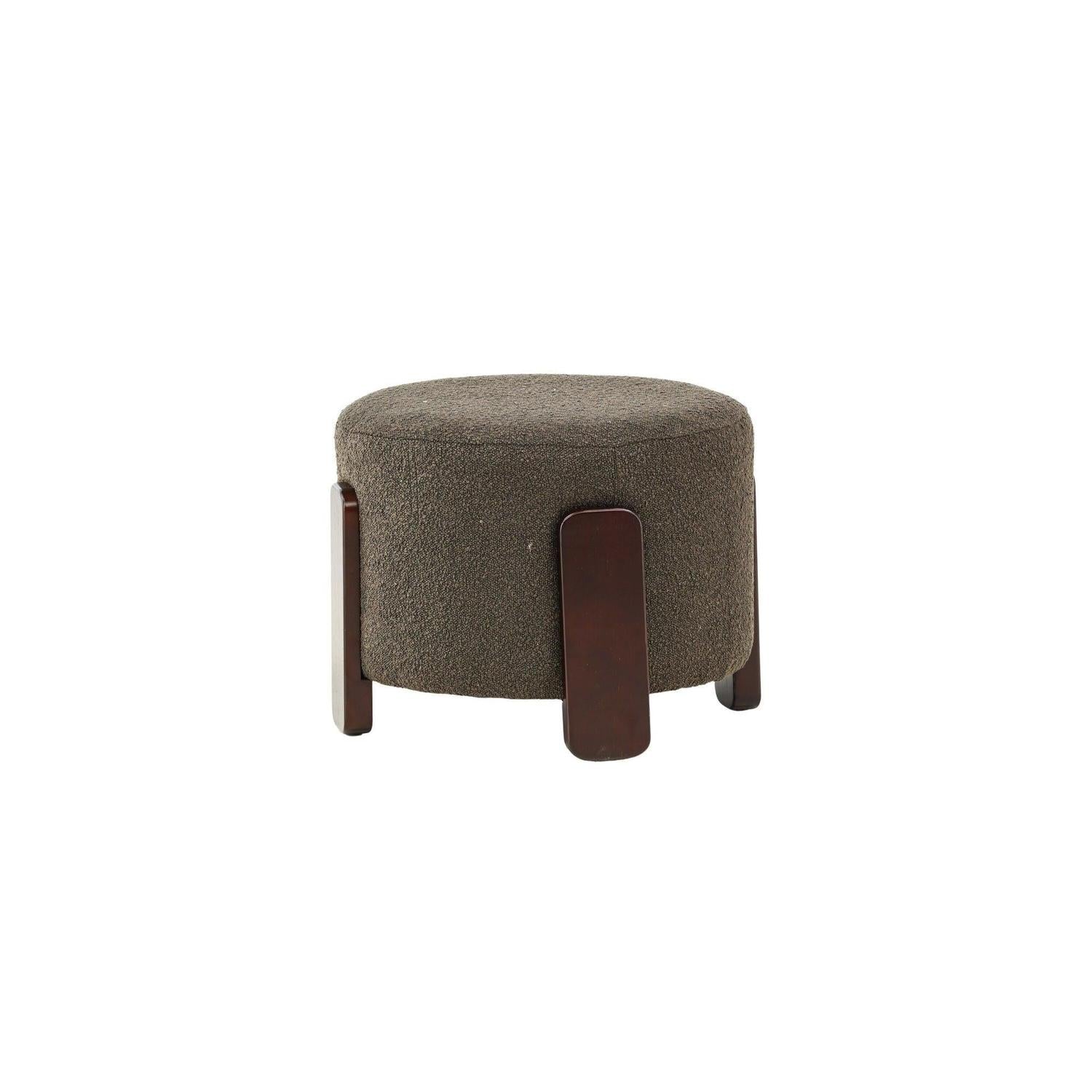 Hocker Coffey aus Bouclé mit Holz-Füßen Ø50cm - Dunkelgrün-Hocker-Venture Home-le canapé
