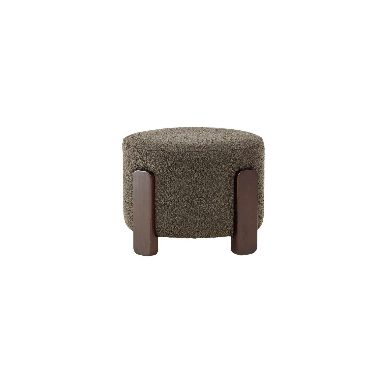 Hocker Coffey aus Bouclé mit Holz-Füßen Ø50cm - Dunkelgrün-Hocker-Venture Home-le canapé
